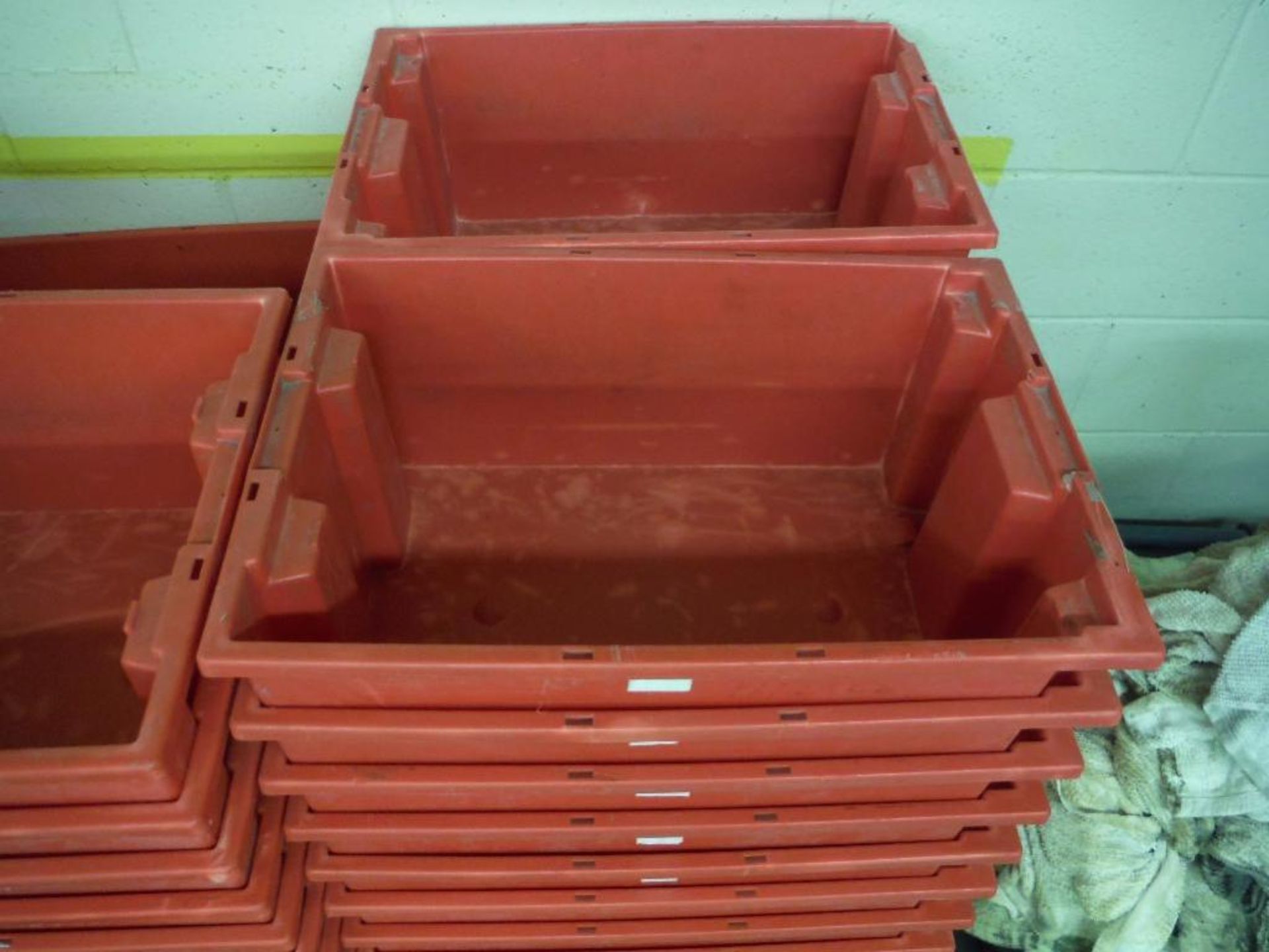 Approx. 140 stackable poly tubs, 19 in. long x 14 in. wide x 8 in. tall ** Rigging Fee: $50 ** - Image 2 of 4