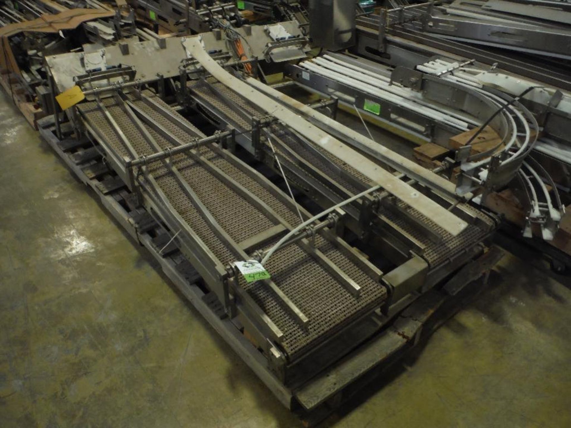 6 skids of assorted SS conveyor frames only, straights, y's, laning, curves, approx. 120 ft. ** Rigg - Image 7 of 9