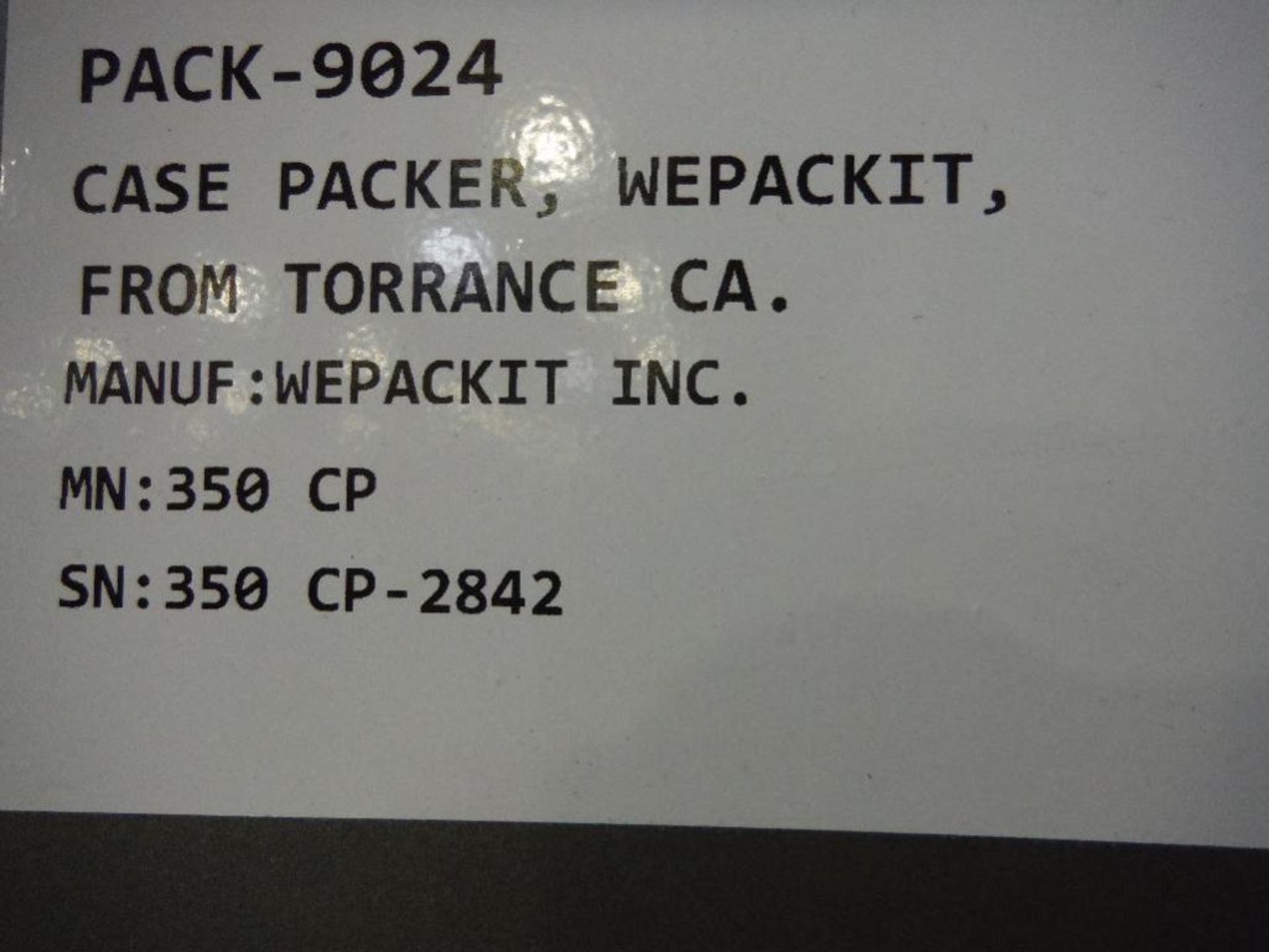 Wepackit case packer, Model 350CP, SN 350CP-2842, 6 twin heads, 19 in. wide conveyor, carbon steel f - Image 13 of 13