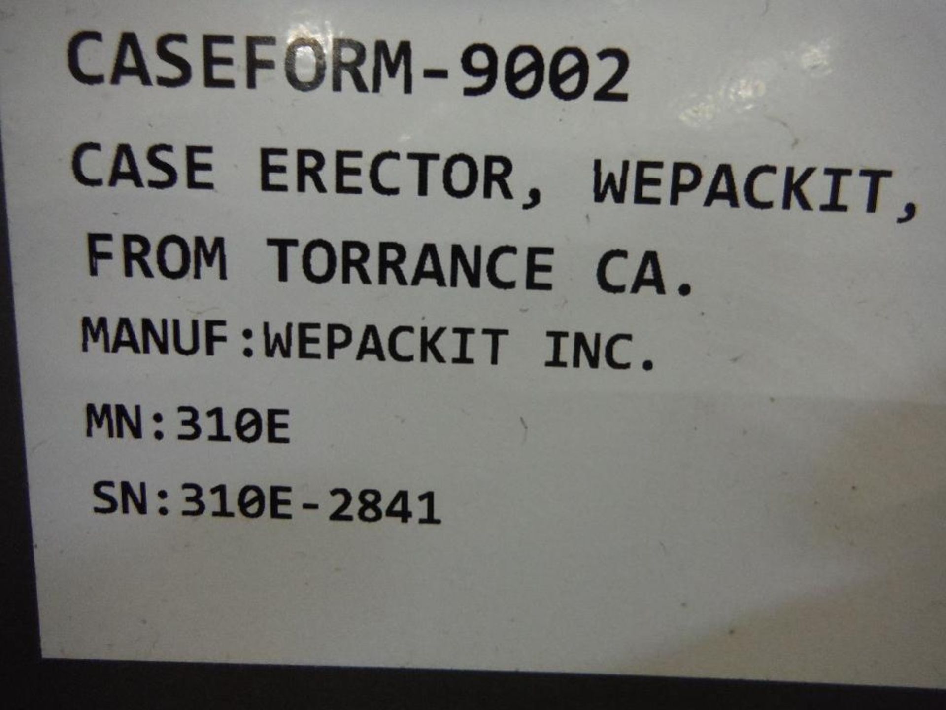 Wepackit case erector with side taper, Model 310E, SN 310E-2841, carbon steel frame ** Rigging Fee: - Image 11 of 11