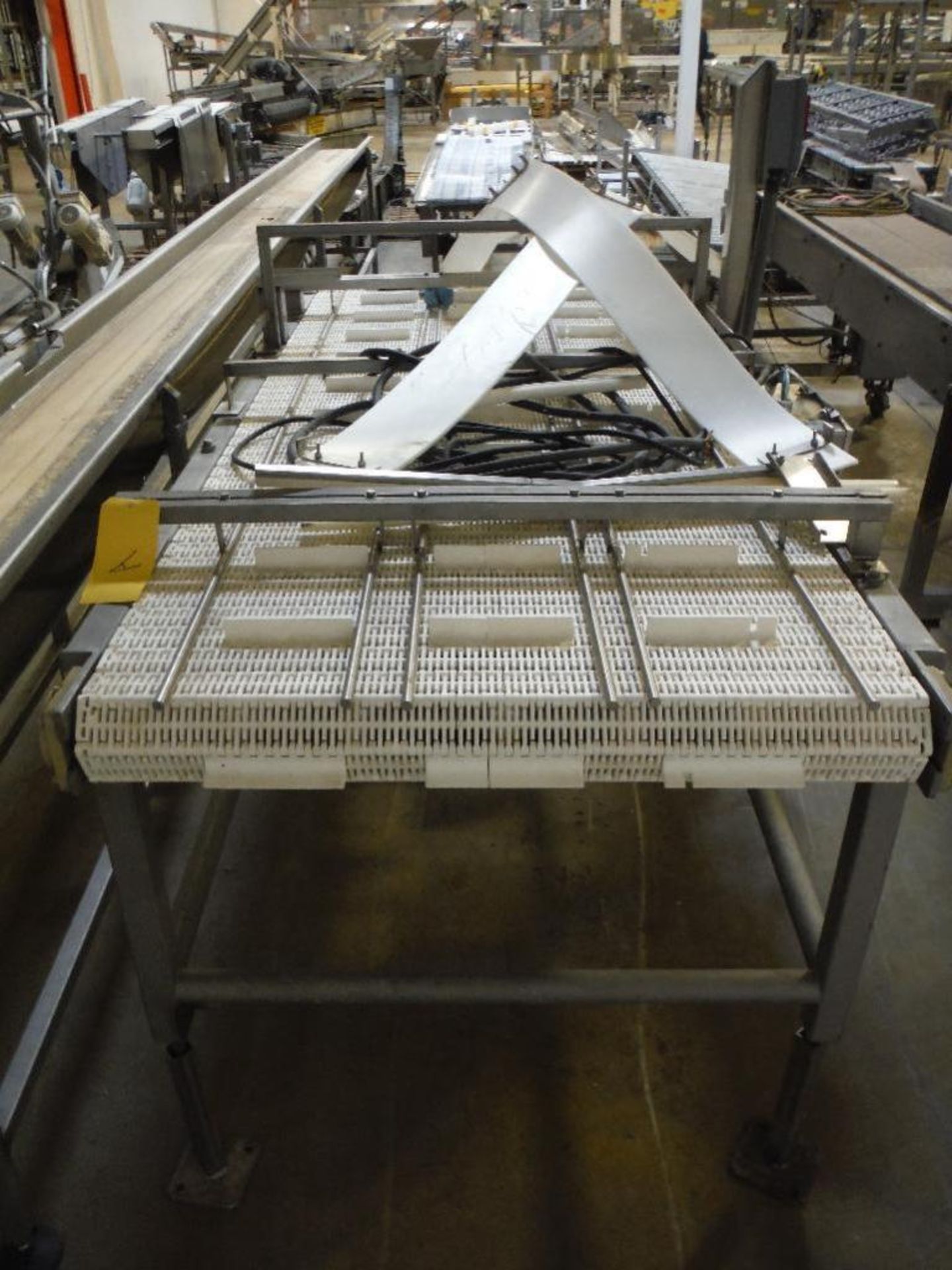 Kofab SS conveyor, flighted belt, 88 in. long x 36 in. wide x 40 in. tall, 1 in. cleats, motor and d - Image 2 of 6