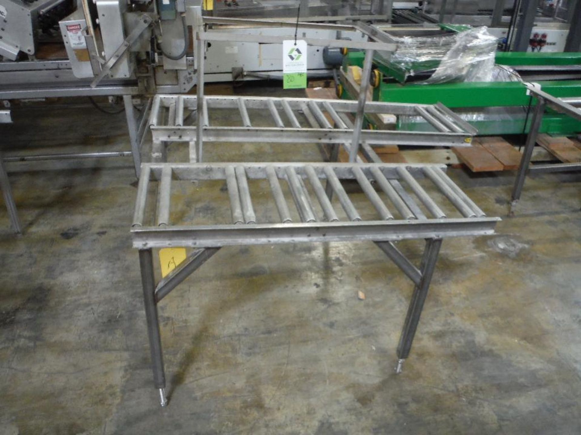 3 SS and aluminum gravity roller conveyor, missing rollers ** Rigging Fee: $75 ** - Image 2 of 3