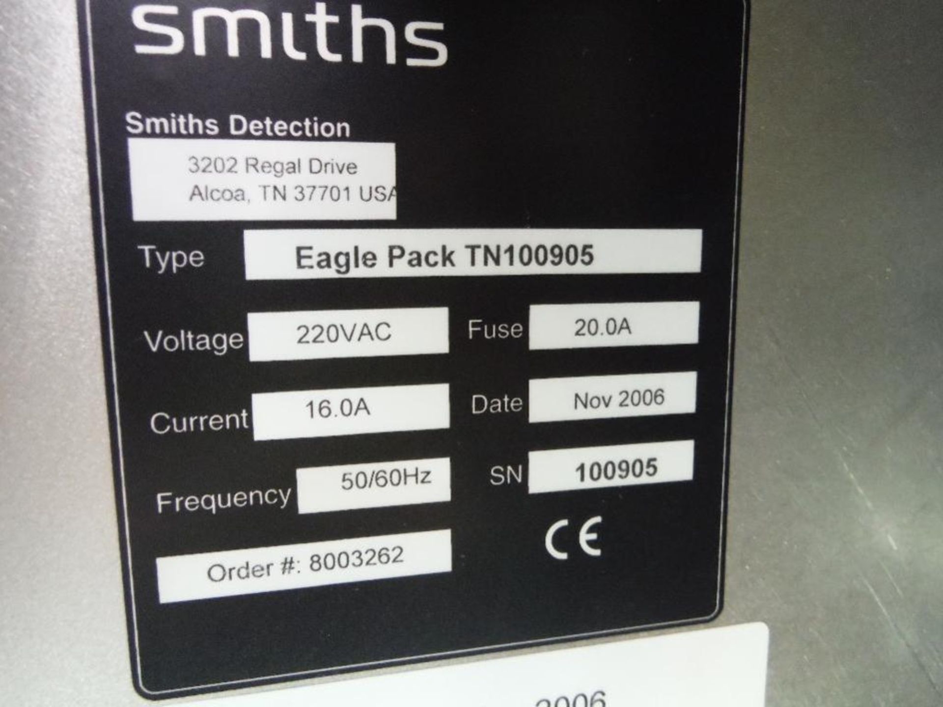 2006 Smith x-ray machine, Model Eagle Pack TN100905, SN 100905, 18 in. wide x 9 in. tall aperture, 1 - Image 12 of 15