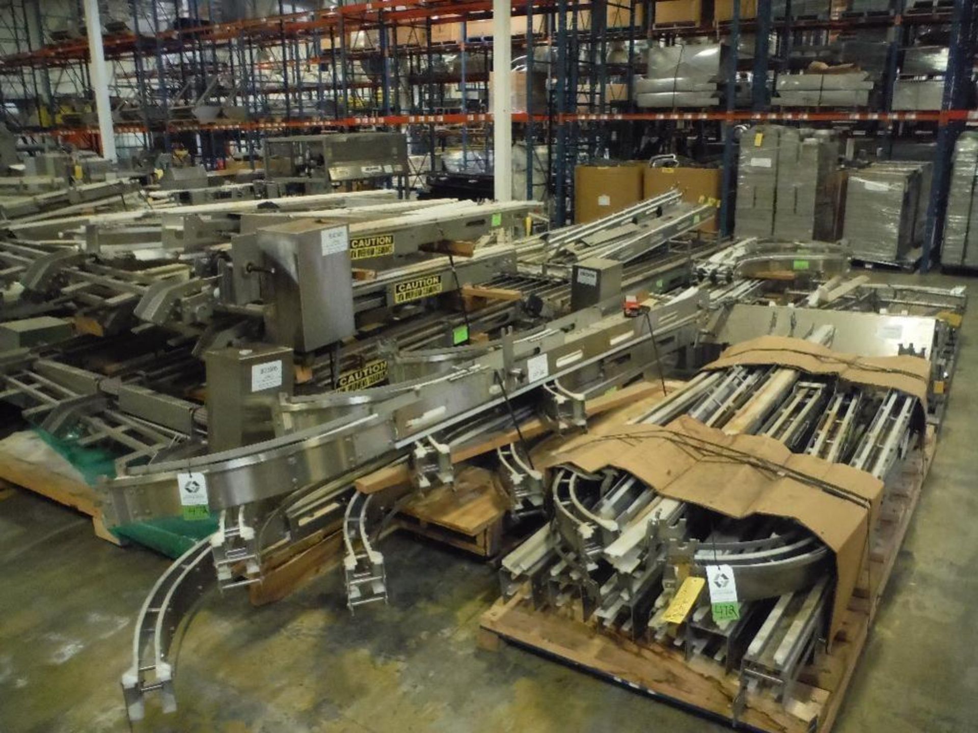 6 skids of assorted SS conveyor frames only, straights, y's, laning, curves, approx. 120 ft. ** Rigg - Image 2 of 9