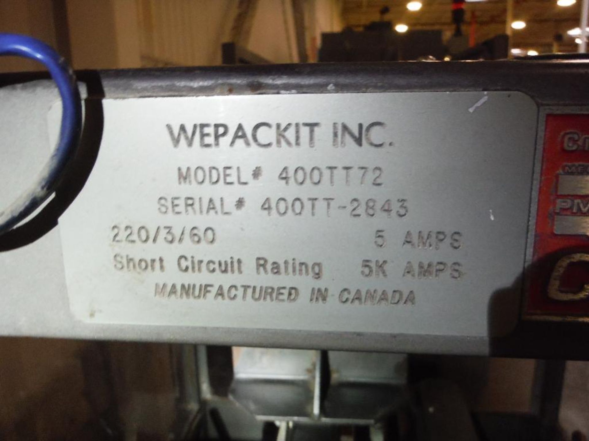 Wepackit case taper, Model 400TT72, SN 400TT-2843, top only, Interpack tape head, with tale tucker, - Image 8 of 9