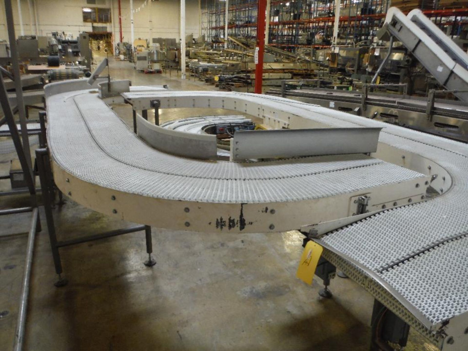 180 degree dual lane conveyor, 11.5 in. wide each, overall 192 in. long x 46 in. tall, carbon steel - Image 3 of 6