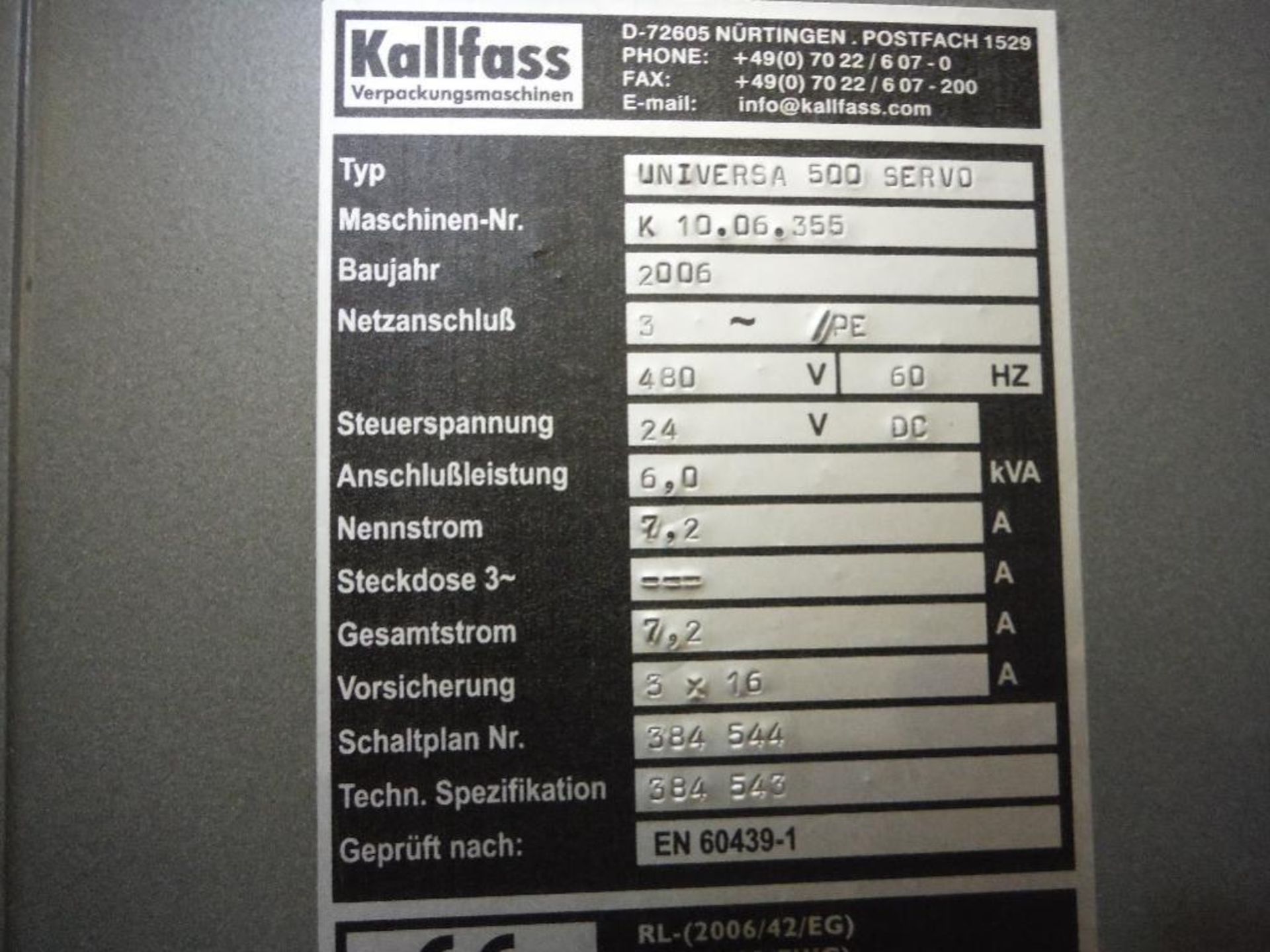 2006 Kalfass L-Bar sealer, type Universal 500 Servo, SN K_10.06.355, 21 in. seal bar ** Rigging Fee: - Image 12 of 17
