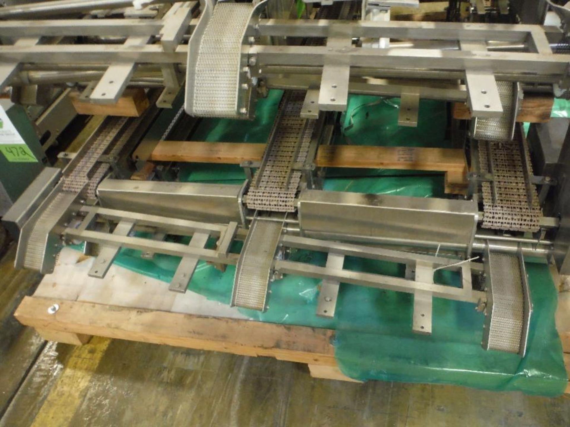 6 skids of assorted SS conveyor frames only, straights, y's, laning, curves, approx. 120 ft. ** Rigg - Image 5 of 9