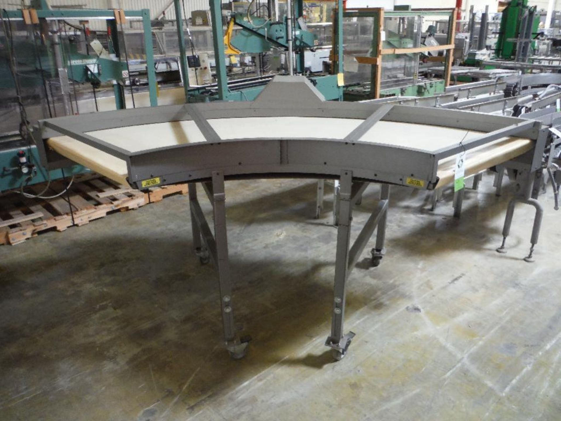 1999 Jantec 90 degree conveyor, Model PRN_7236-90, SN 2955-2, 42 in. wide belt, overall 75 in. x 75