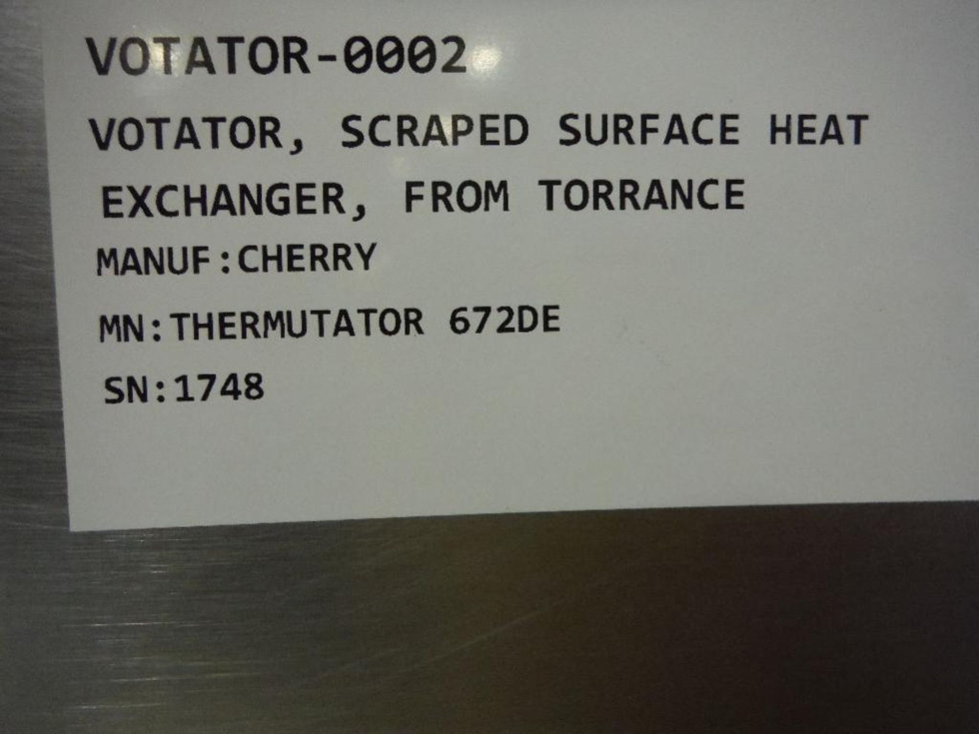 Cherry Burrell thermutator, 3 barrel scraped surface heat exchanger, Model 672DE, SN 1748, barrel 74 - Image 7 of 7