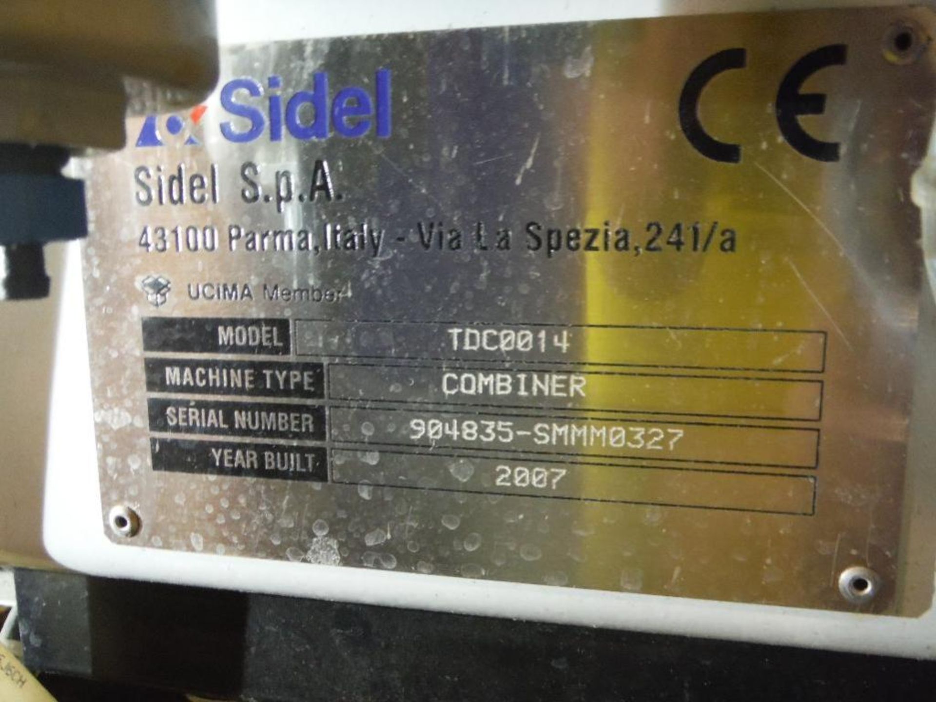 2007 Sidel combiner conveyor, Model TDC0014, SN 904835-SMMM0327, 98 in. long x 66 in. wide, with con - Image 8 of 8