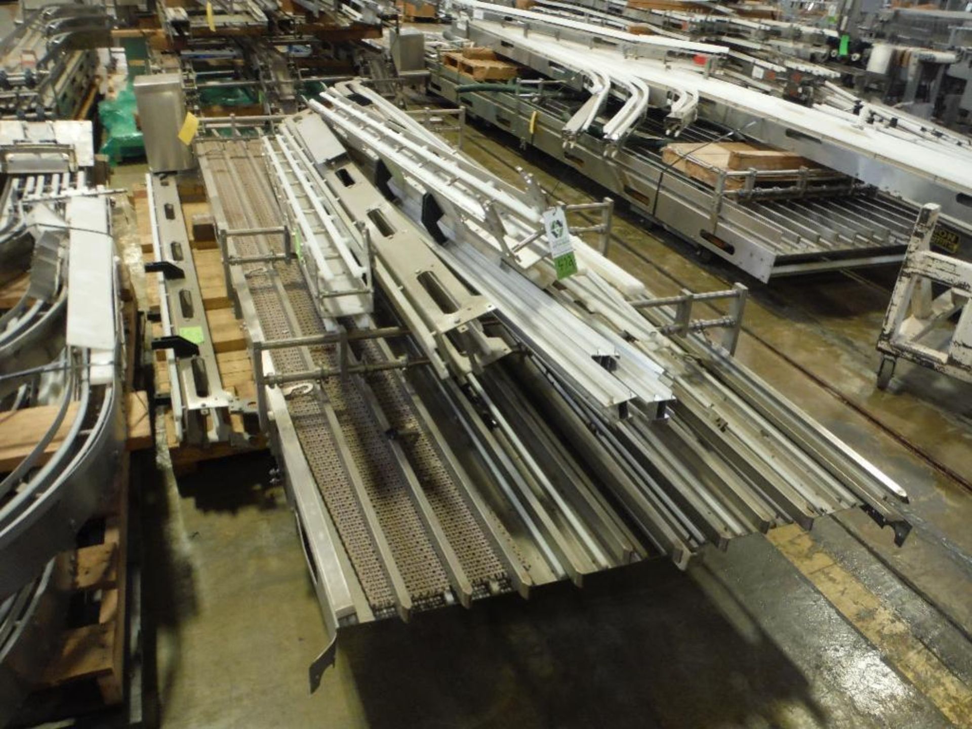 6 skids of assorted SS conveyor frames only, straights, y's, laning, curves, approx. 120 ft. ** Rigg - Image 9 of 9