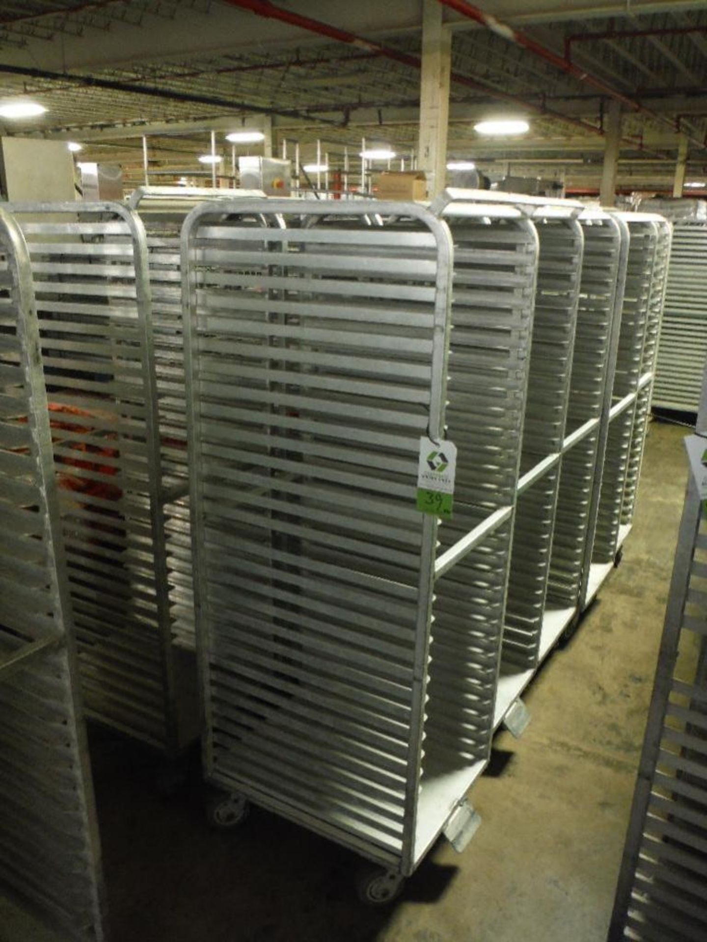 Aluminum bakery rack with top, 26 in. long x 18 in. wide x 68 in. tall, 28 shelves (EACH) ** Rigging