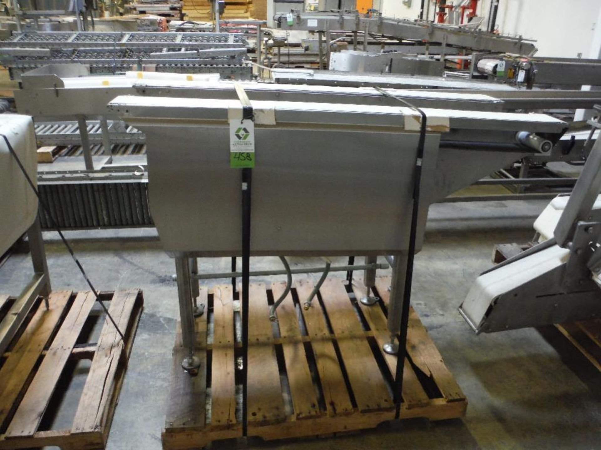 Dual lane conveyor, 64 in. long x 6 in. wide each, SS frame, 2 motors and drives ** Rigging Fee: $10