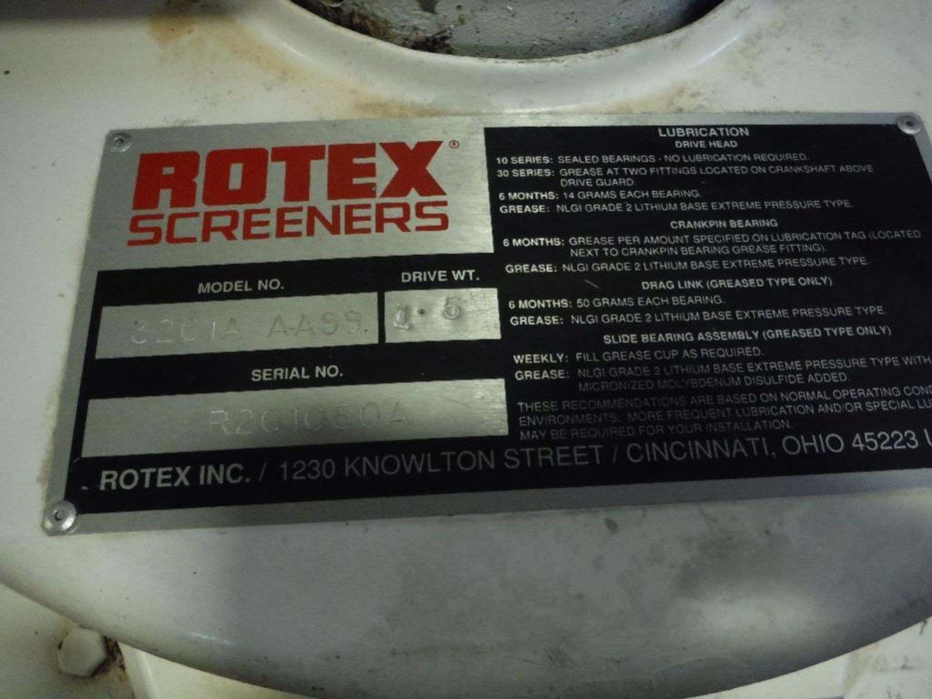 Rotex vibratory sifter, Model 3201AAASS, SN R2010504A, 72 in. long x 32 in. wide x 12 in. deep bed * - Image 5 of 10