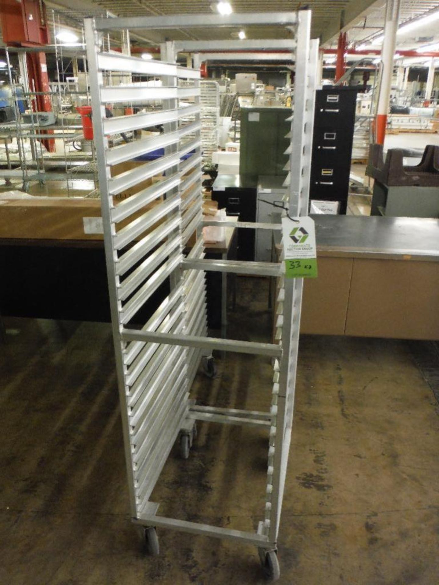 Aluminum bakery rack, 26 in. long x 18 in. wide x 70 in. tall, 19 shelves (EACH) ** Rigging Fee: $20 - Image 2 of 2