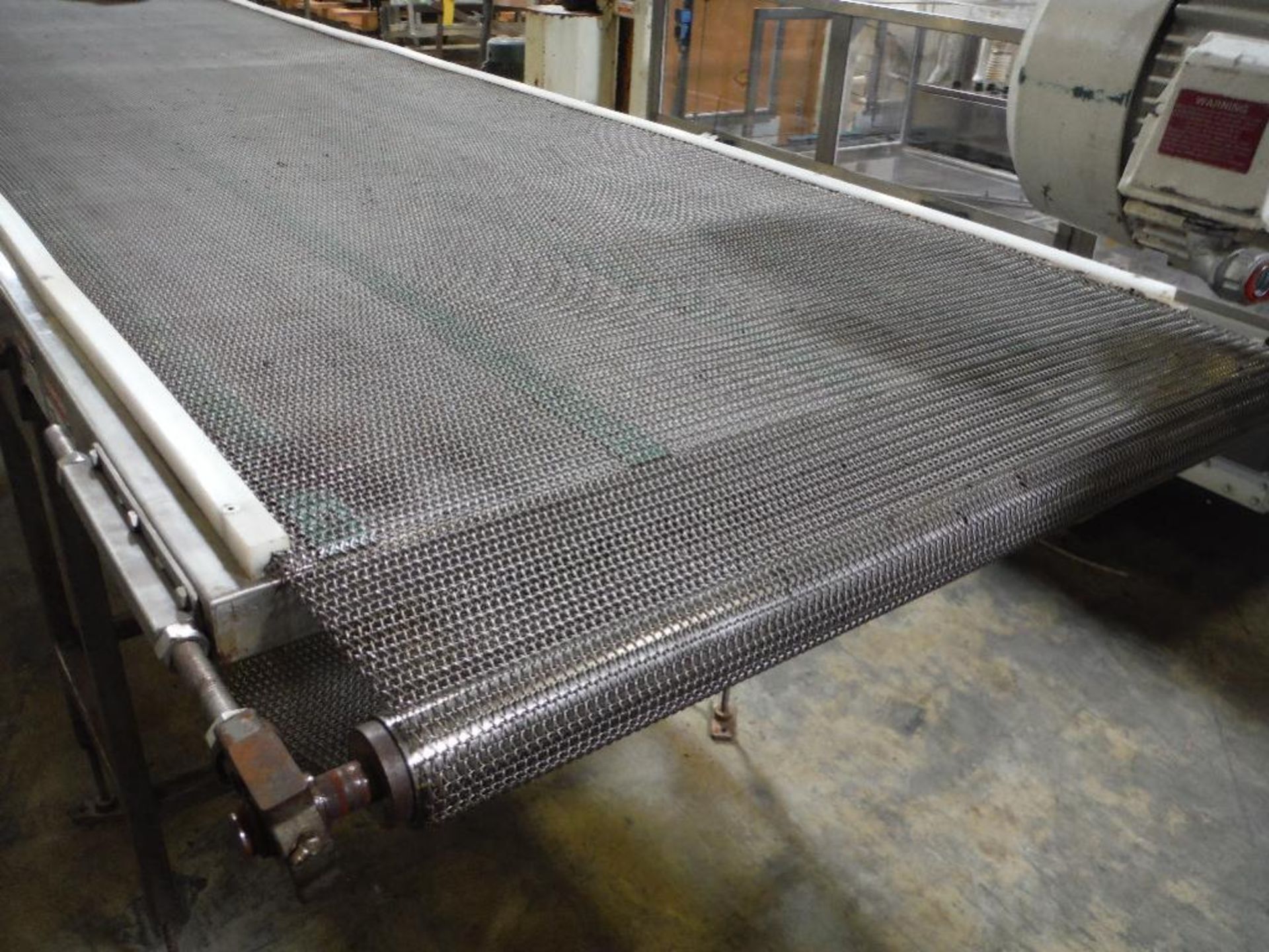 Mesh belt conveyor, 200 in. long x 43 in. wide x 46 in. tall, SS frame, carbon steel legs, motor and - Image 2 of 7