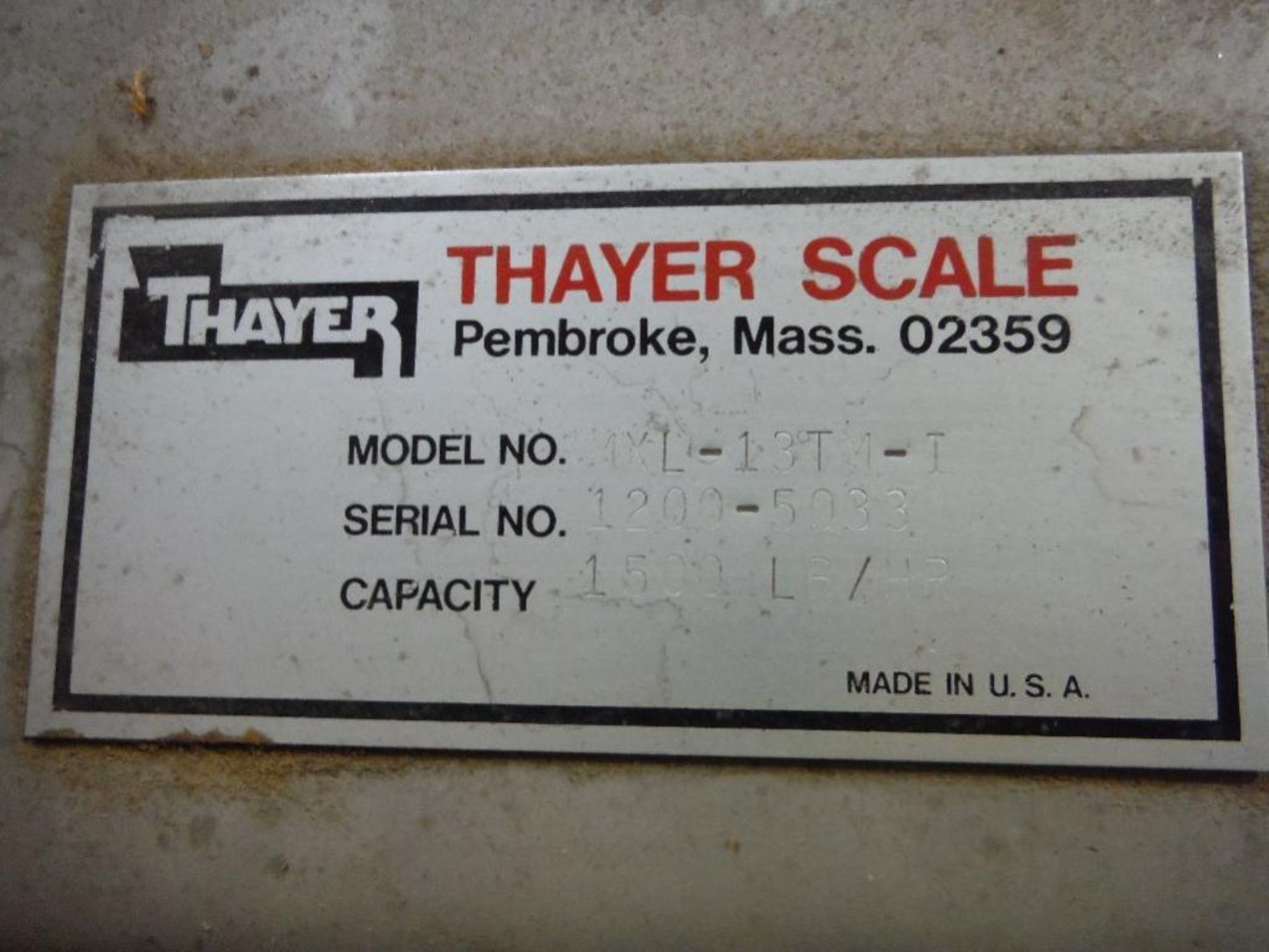 Thayer scaling hopper feeder, Model 1XL-13TM-I, SN 1200-5033, 1500 lbs./hr. ** Rigging Fee: $150 ** - Image 7 of 11