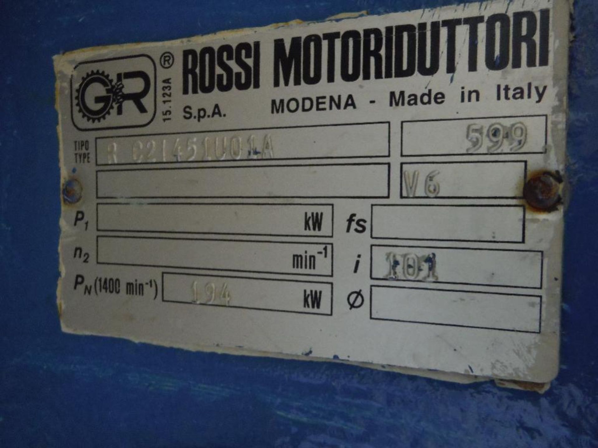 Rossi spiral freezer drive, Model RC21451U01A, 47 hp drive ** Rigging Fee: $200 ** - Image 3 of 7
