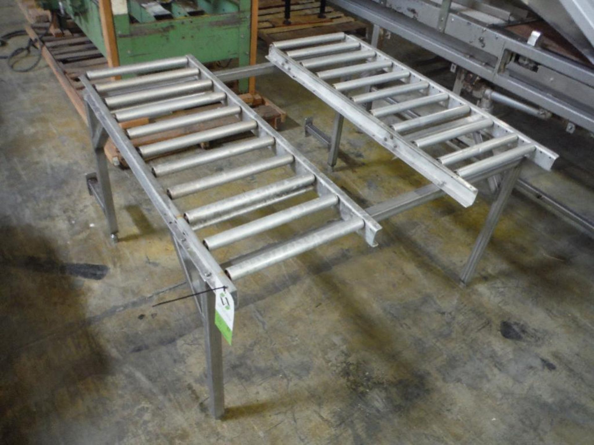 3 SS and aluminum gravity roller conveyor, missing rollers ** Rigging Fee: $75 **