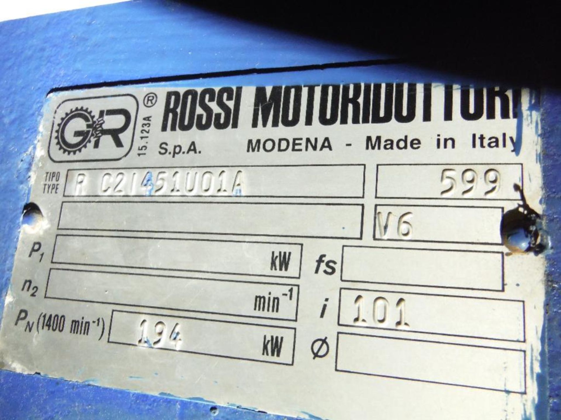 Rossi spiral freezer drive, Model RC21451U01A, 47 hp drive ** Rigging Fee: $200 ** - Image 5 of 6