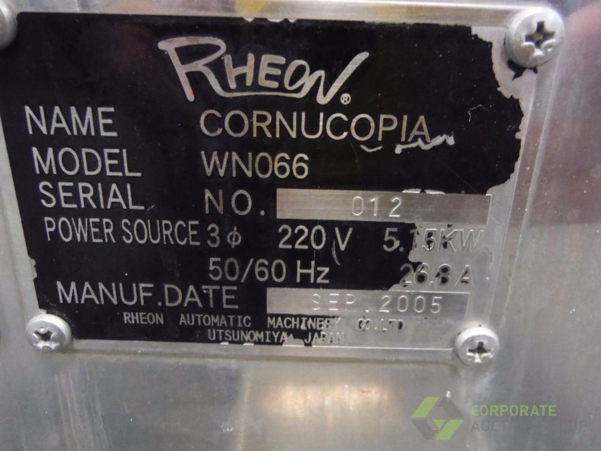 2006 Rheon Cornucopia machine, Model WN066, SN 012 [Lot offered subject to seller confirmation, high - Image 10 of 19