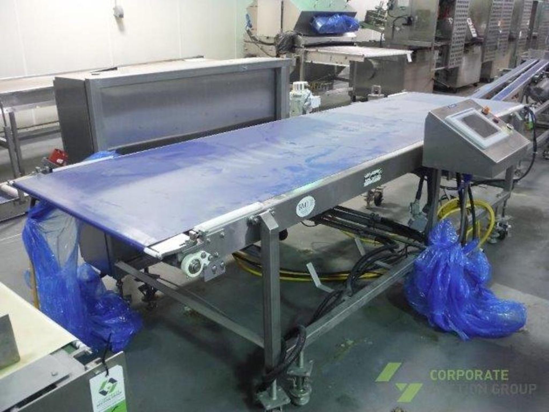 BMI belt conveyor, blue sanitary belt, 144 in. long x 39 in. wide x 40 in. tall, with Allen Bradley - Image 5 of 12