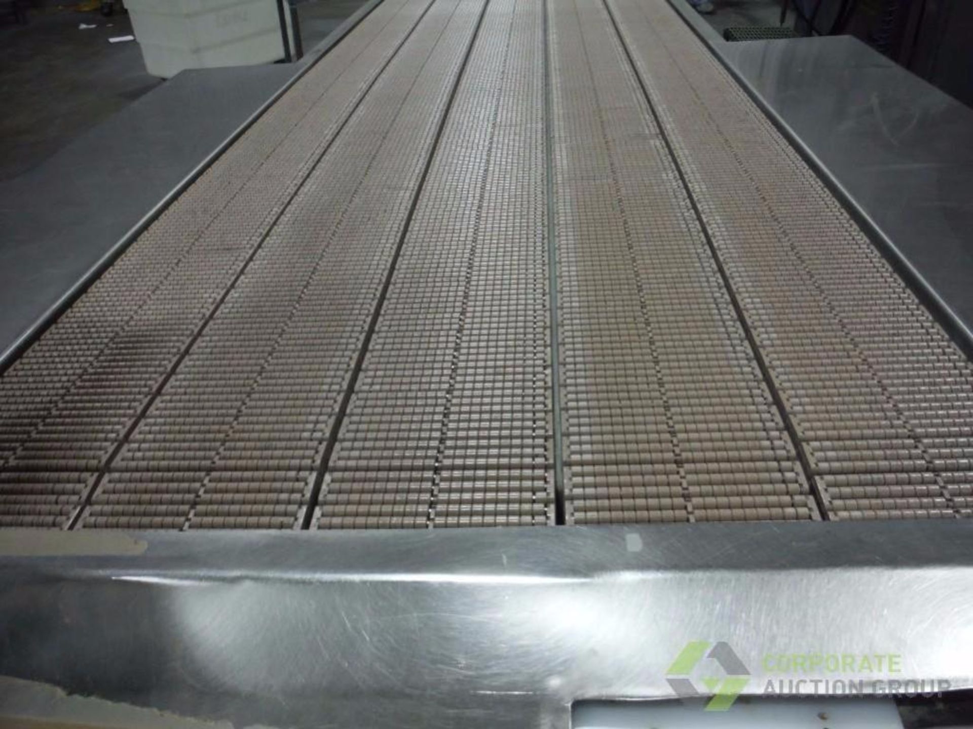 SS 5 lane accumulation conveyor, 16 ft. long x 38 in. wide, motor and drive ** Rigging Fee: $ 150** - Image 3 of 6