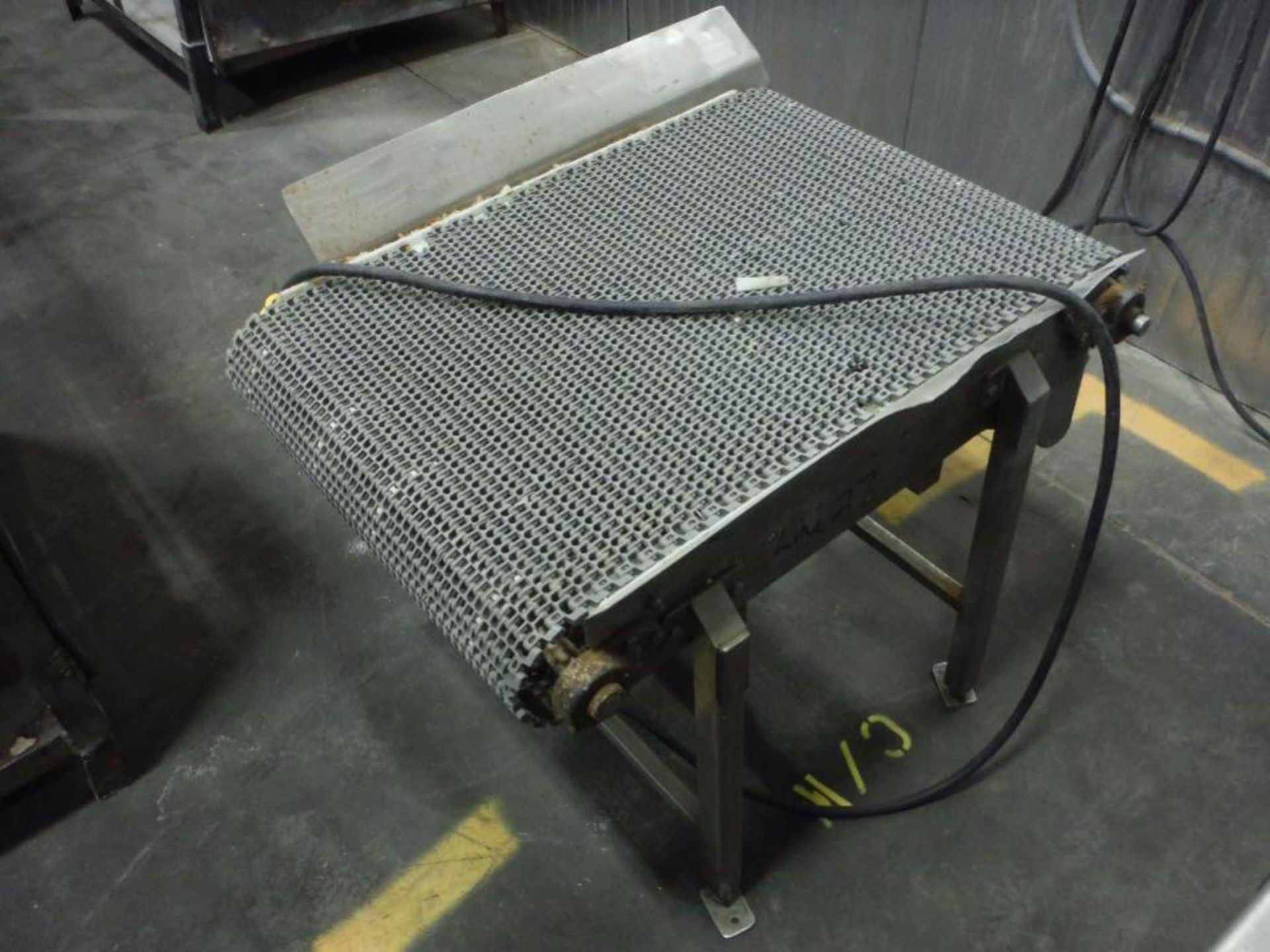 SS table top conveyor, grey interloc belt, 32 in. long x 26 in wide x 42 in tall, 1/2 hp, SS frame, - Image 4 of 5