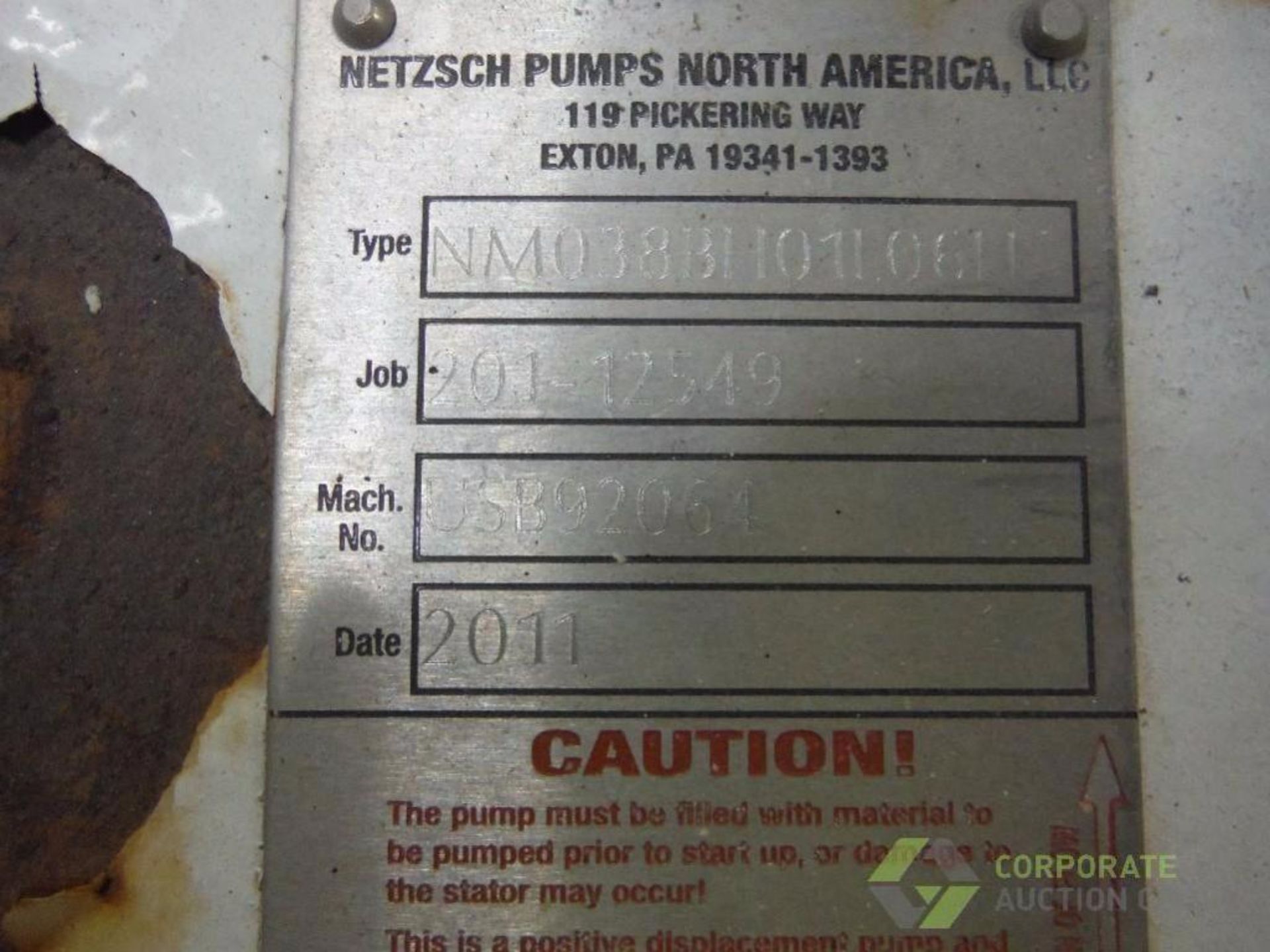 2011 Netzsch progressive cavity pump, Type NM038BH01L0611, Machine No USB92064, 2 in. ** Rigging Fee - Image 2 of 5