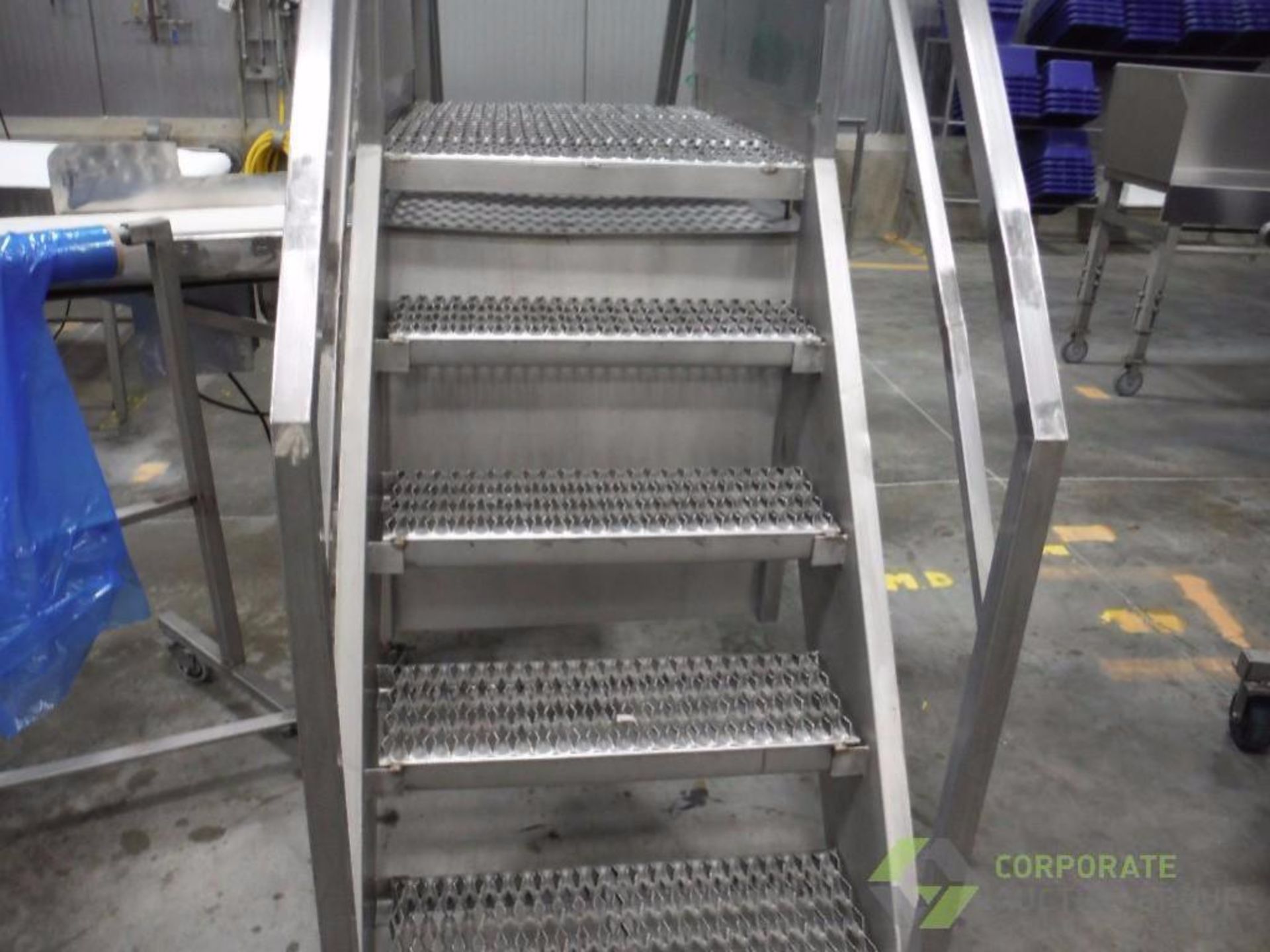 SS conveyor crossover, 3 step, 38 in. wide x 44 in. clearance ** Rigging Fee: $ 100** (Located in: M - Image 2 of 2