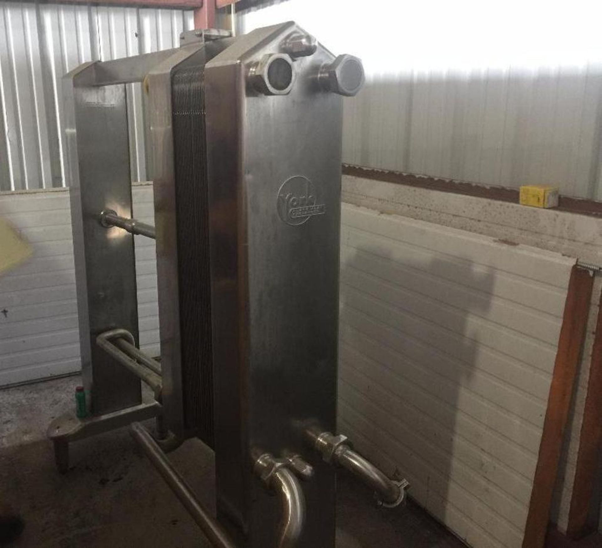 York plate heat exchanger, SN 1503225, 37 plate, 12 in. wide x 42 in. tall plates ** Rigging Fee: $
