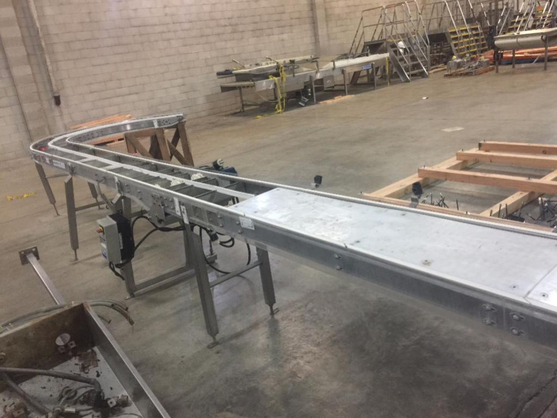 Spantech SS conveyor, 30 ft. x 14 in. x 36 in. tall, motor and drive (missing belt) ** Rigging Fee: