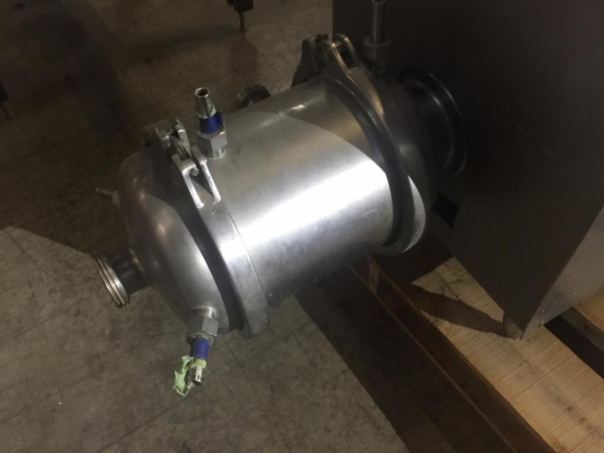 SS shear pump/mixer, motor and drive, SS sanitary fittings. ** Rigging Fee: $ 125 ** (Located in: Br - Image 2 of 4