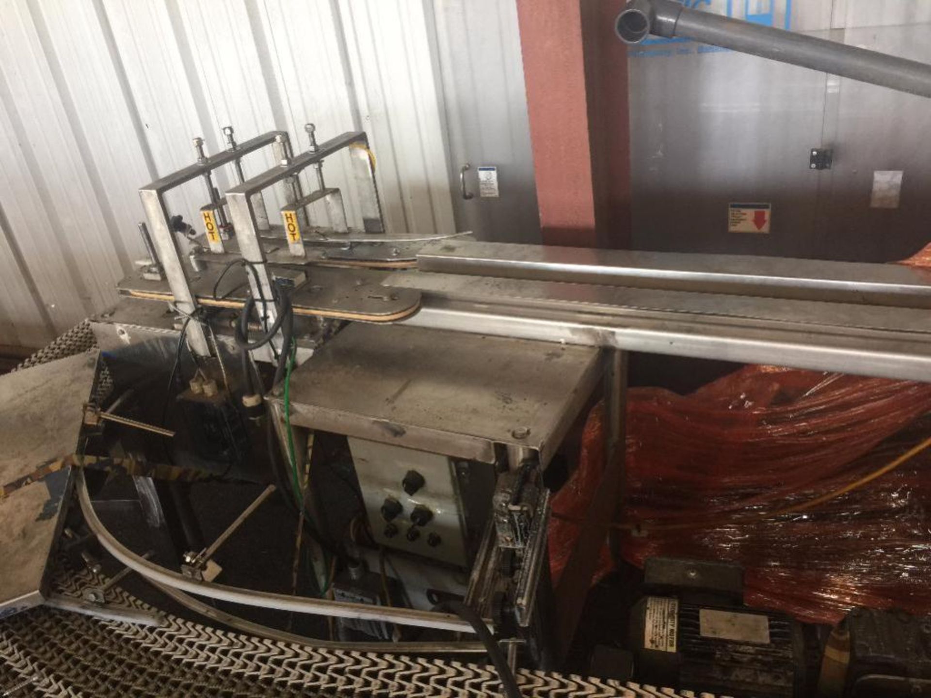 Carton infeed conveyor, 72 in. long, Nordson glue pot ** Rigging Fee: $ 200 ** (Located in: College