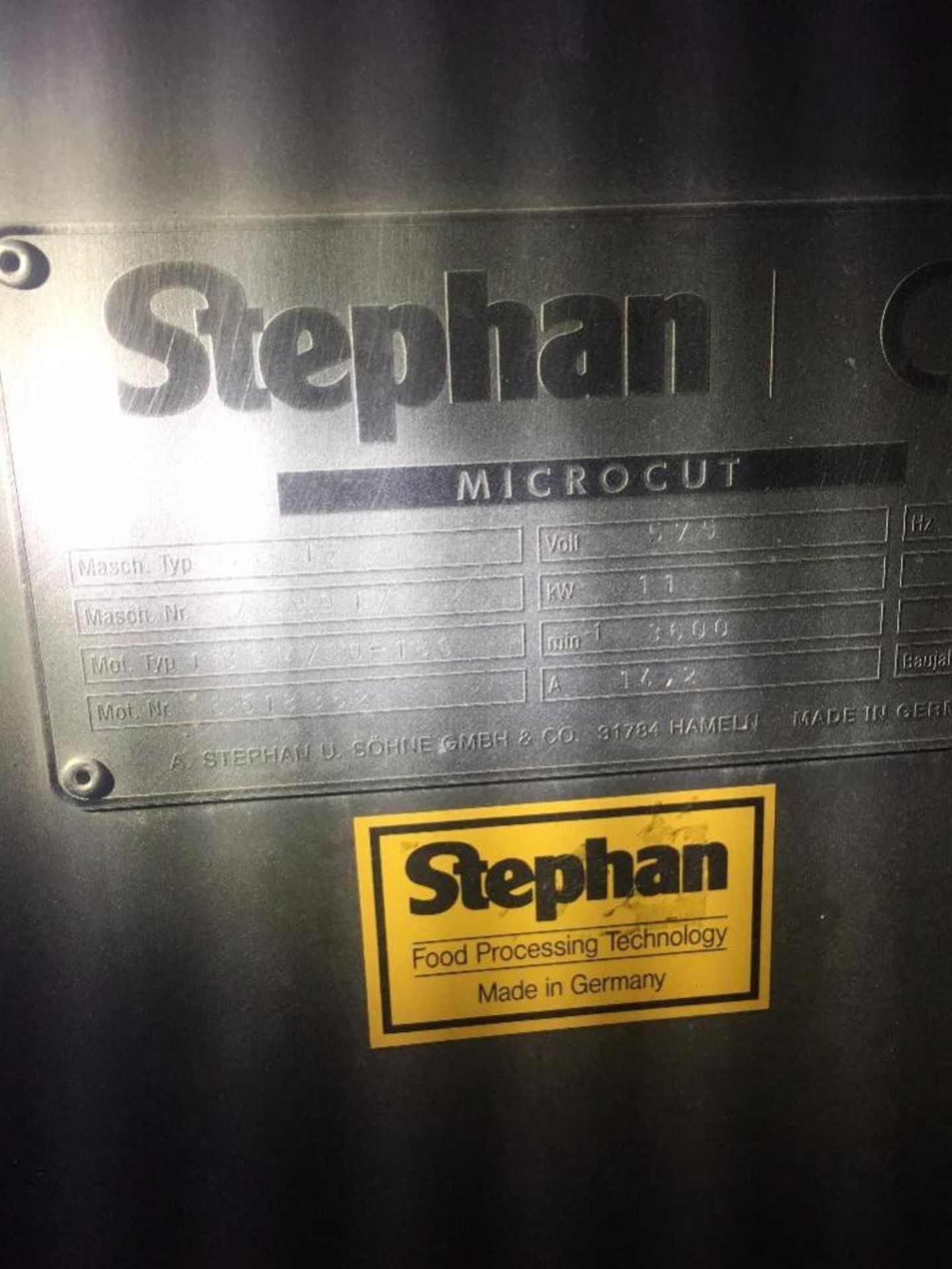 Stephan Microcut mixer, model MC-15, s/n 729917, top agitation. ** Rigging Fee: $ 250** (Located in: - Image 4 of 5