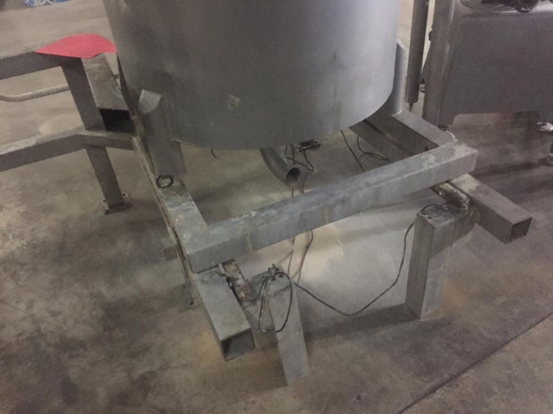 SS pancake batter mixer, 35 in. dia. X 48 in. tall, dish bottom, on load cells, top agitation. ** Ri - Image 2 of 6