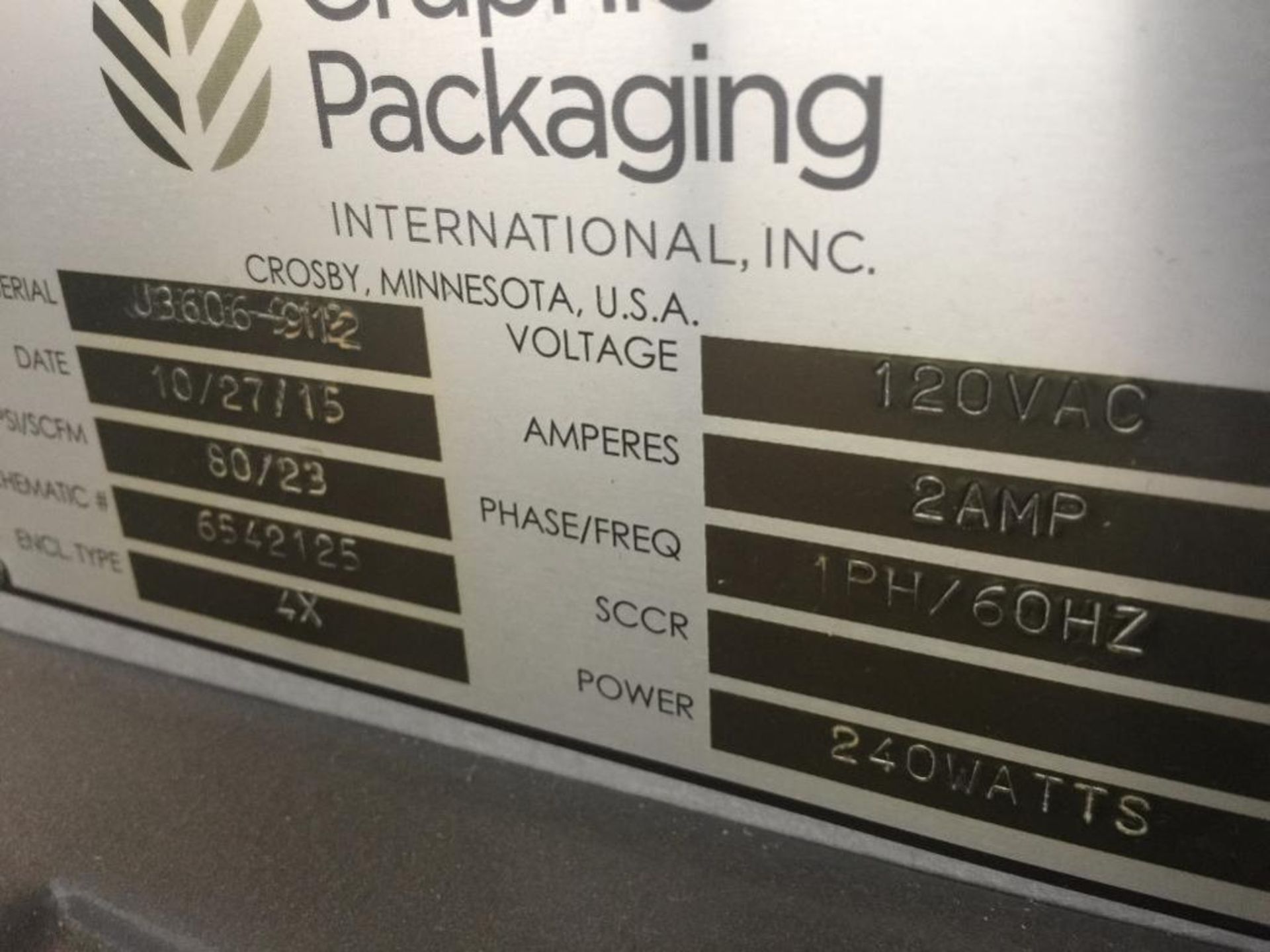 2015 Graphic Packaging 6-line tray de-nester, 8 in. tray. ** Rigging Fee: $ 150 ** (Located in: Ogde - Image 5 of 12