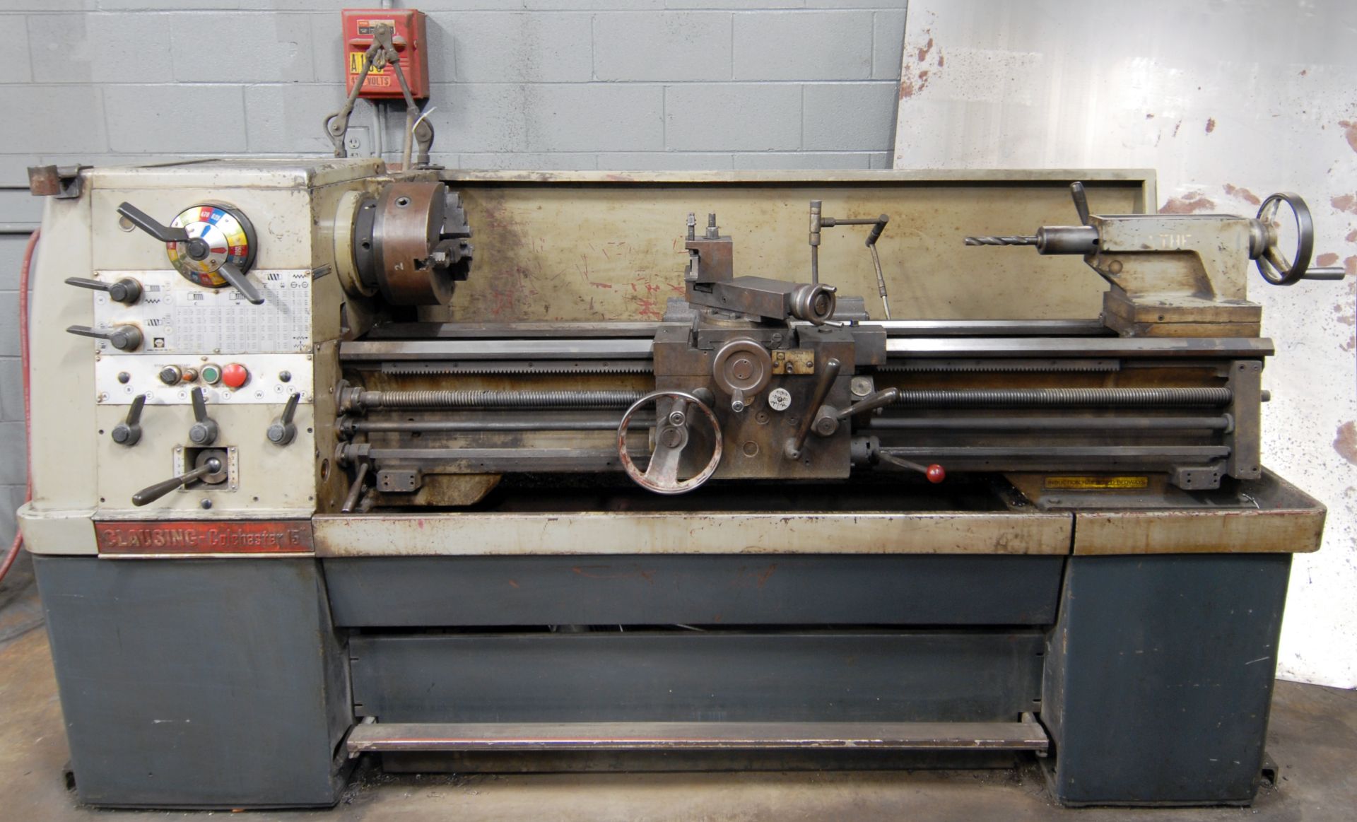 CLAUSING COLCHESTER # 15 ENGINE LATHE WITH 16" SWING, 50" BETWEEN CENTERS, 2" SPINDLE BORE, 10" 3