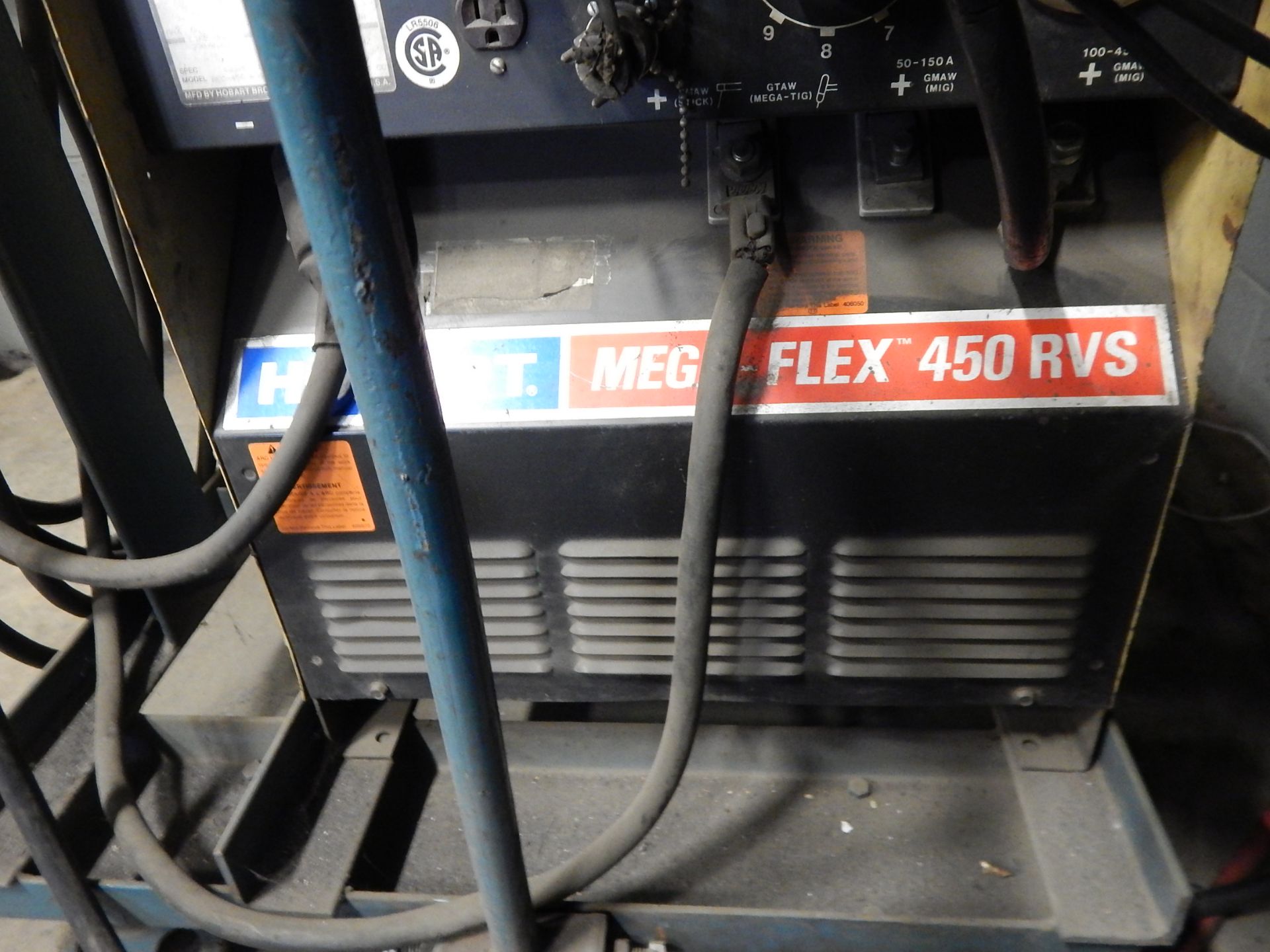 HOBART MEGAFLEX 450RVS PORTABLE MIG WELDER WITH WIRE FEEDER CABLES AND GUN, S/N 89US09379 (ARGON - Image 2 of 3