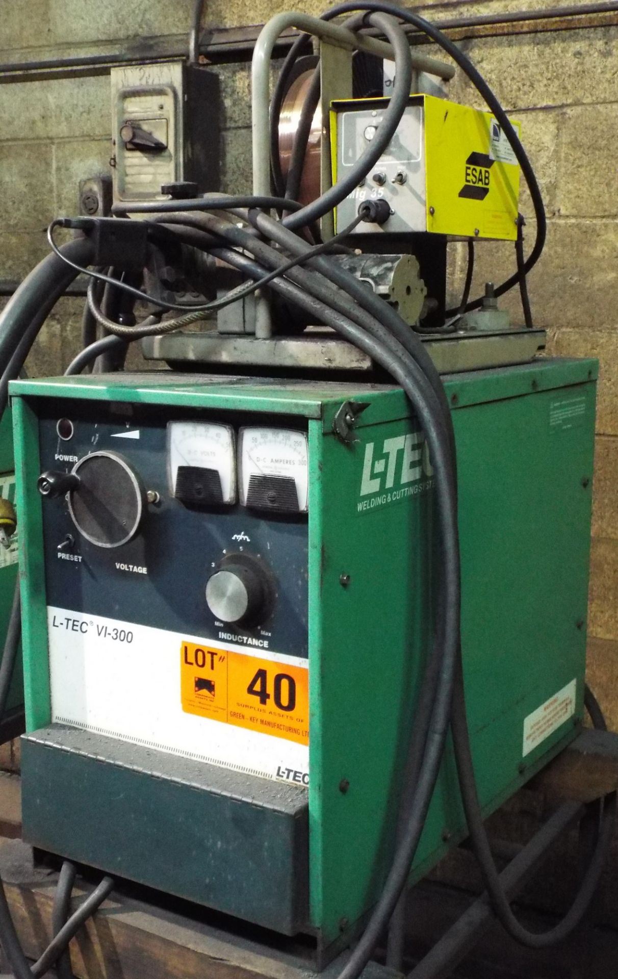 L-TEC VI-300 MIG WELDER WITH ESAB MIG-35 WIRE FEED, CABLES & GUN S/N: C89A05228 (CI)