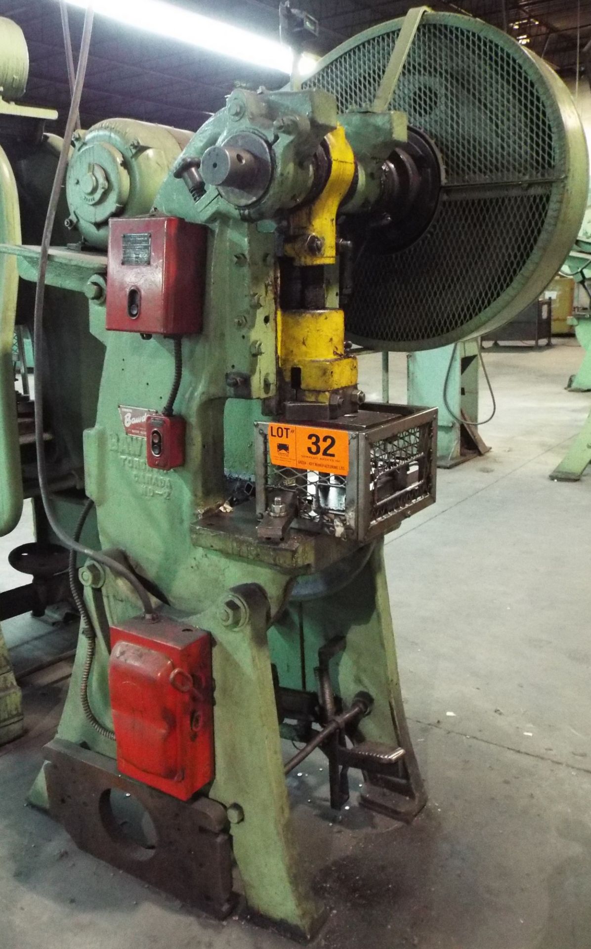 BAWDEN #2 OBI PUNCH PRESS WITH 20 TON CAPACITY, 3" STROKE, 2" RAM ADJUSTMENT, 10" X 20" BOLSTER