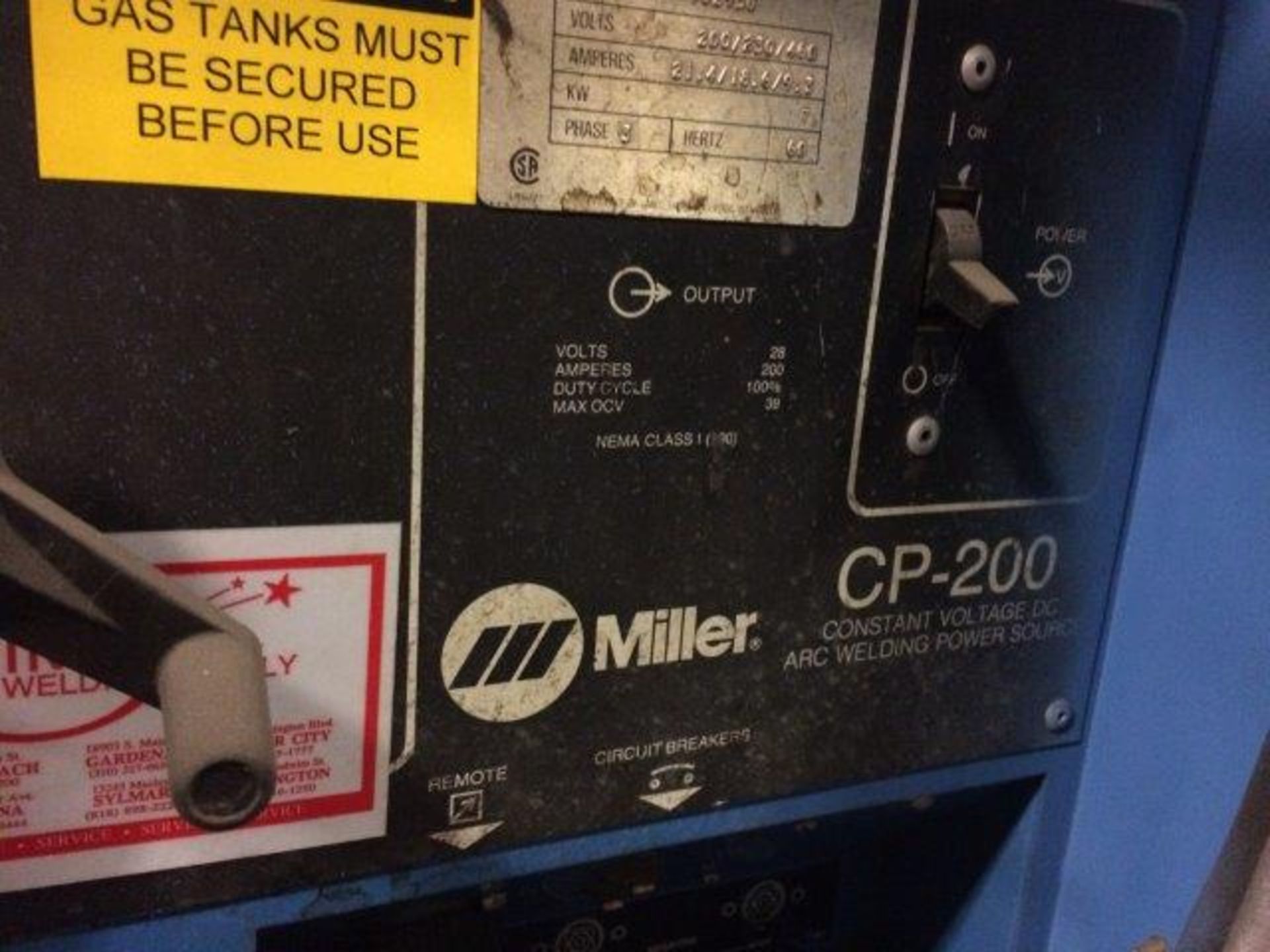 MILLER CP-200 MIG WELDER WITH WIRE FEEDER CABLES AND GUN, S/N N/A (LOCATED IN MO) (CI) - Image 2 of 3