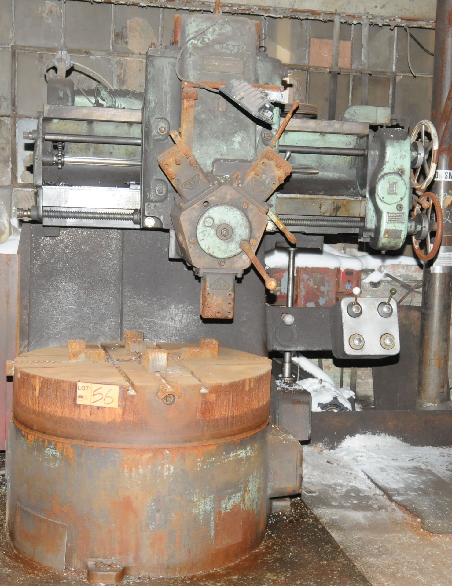 WEBSTER & BENNETT 48" VERTICAL TURRET LATHE WITH 48" DIAMETER 4 JAW CHUCK, HEX RAIL HEAD AND