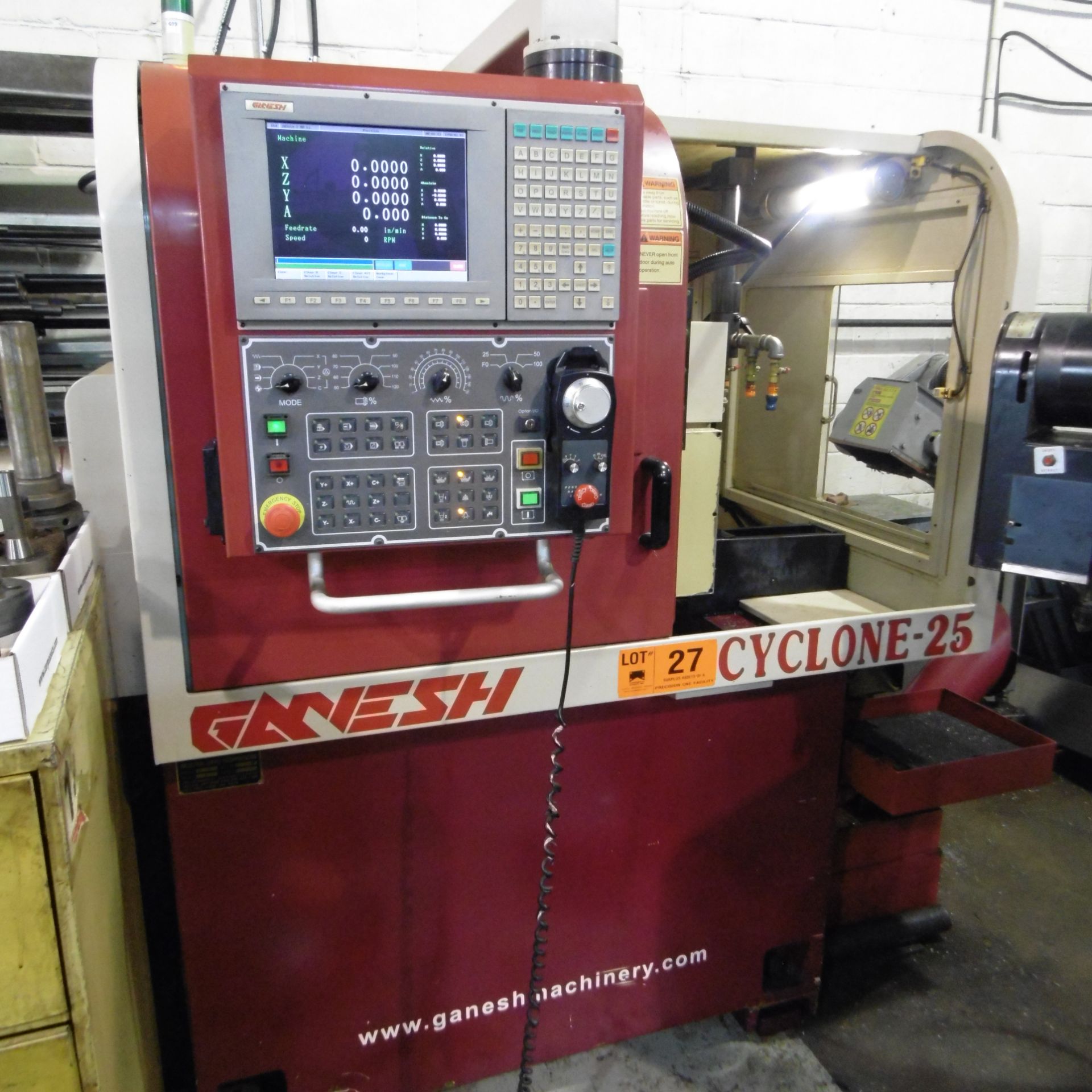 GANESH CYCLONE 25 SWISS TYPE CNC TURNING CENTER WITH SYNTECH 900 CNC CONTROL, TRAVELS X-7.5", Z-6.