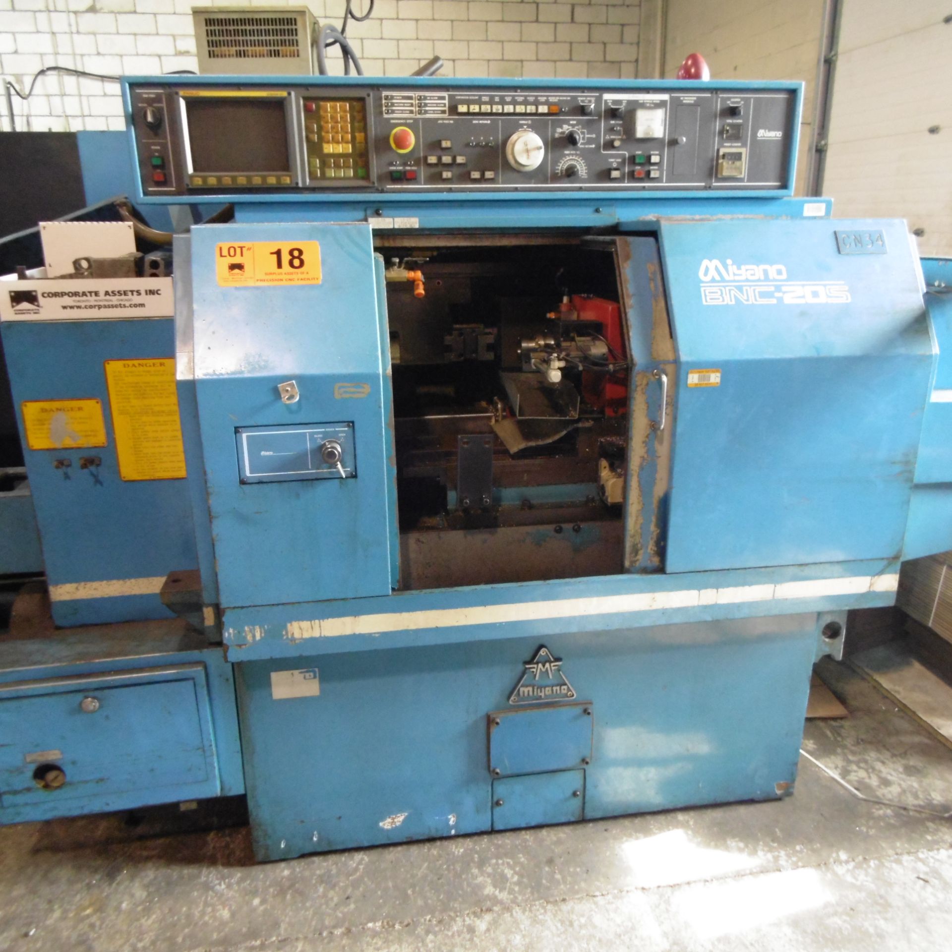 MIYANO BNC-20S CNC TURNING CENTER WITH FANUC O-T CNC CONTROL, TRAVELS X-4", Z-4.750", 13/16" BAR