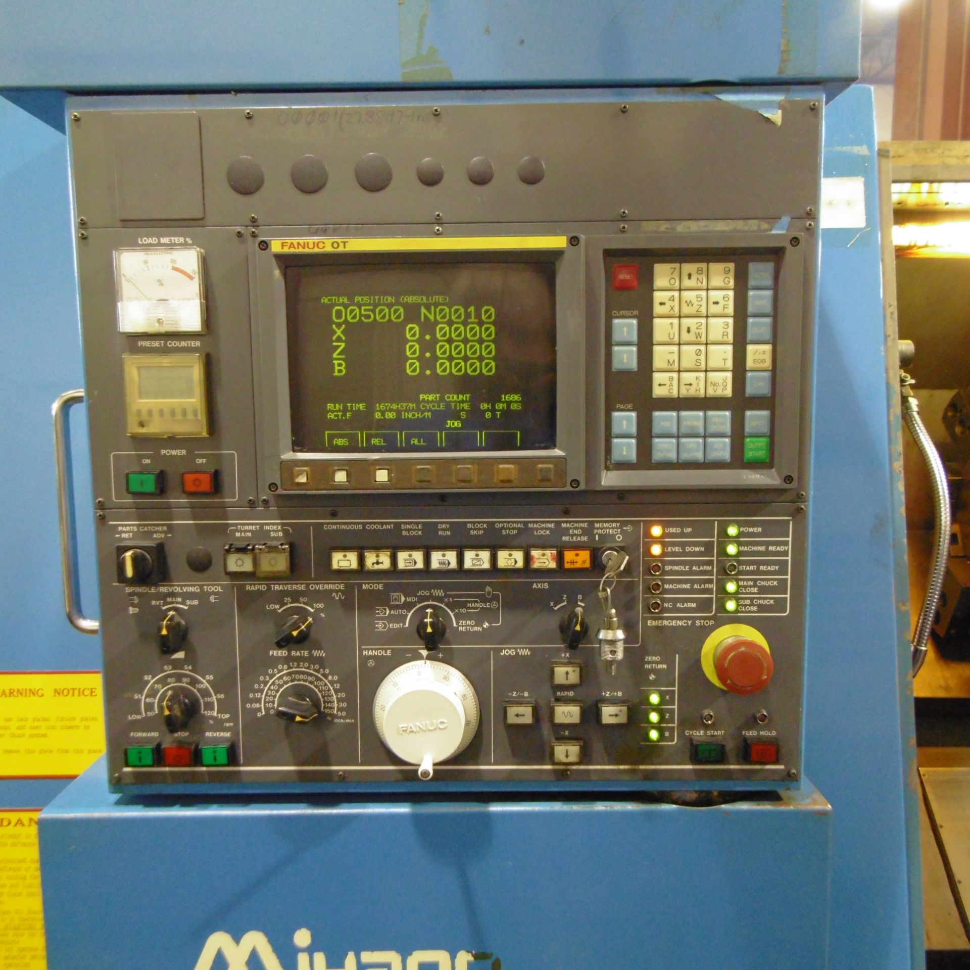 MIYANO JNC-45S CNC TURNING CENTER WITH FANUC O-T CNC CONTROL, TRAVELS X-7.5", Z-18.5", BAR - Image 4 of 4