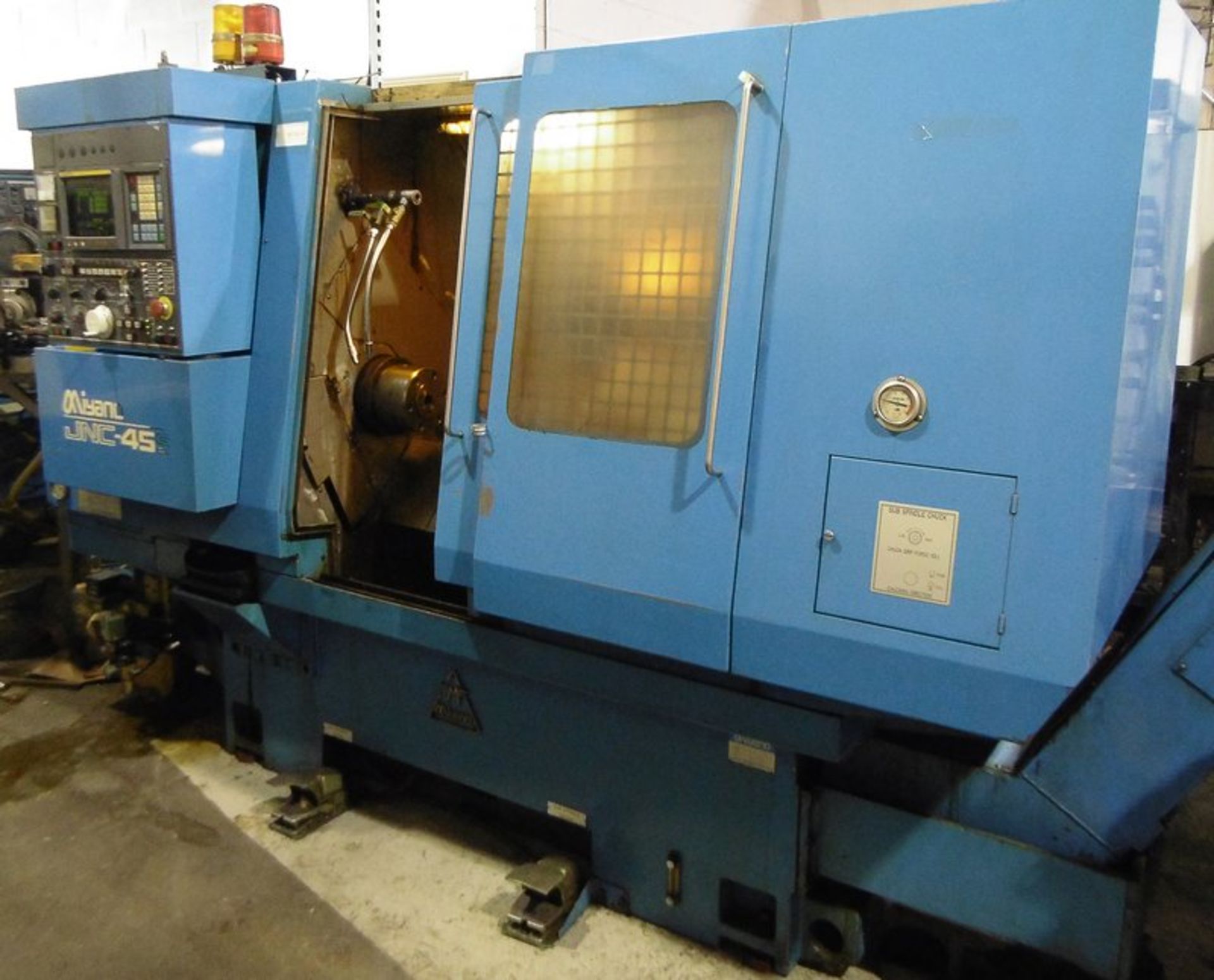 MIYANO JNC-45S CNC TURNING CENTER WITH FANUC O-T CNC CONTROL, TRAVELS X-7.5", Z-18.5", BAR