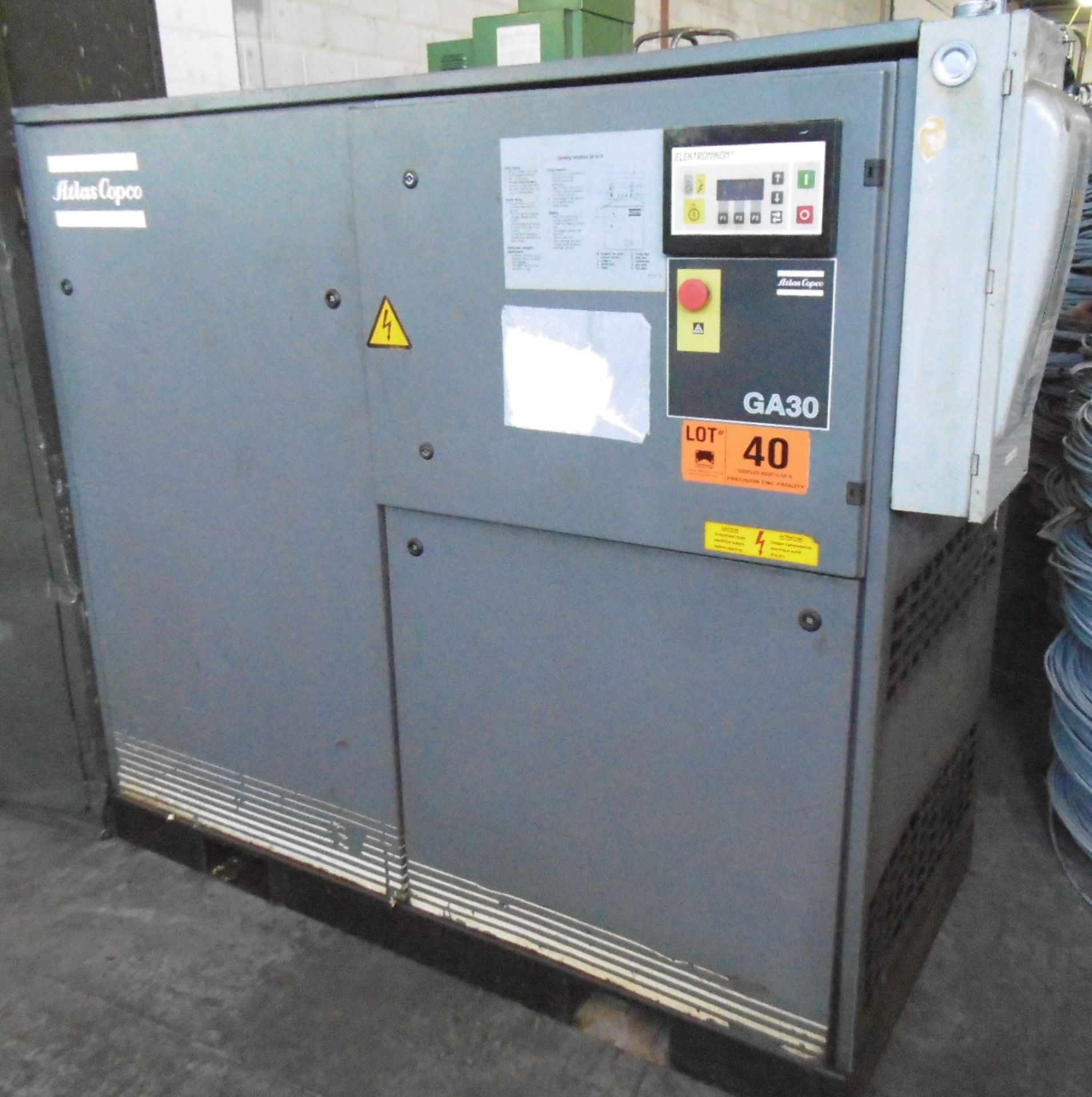 ATLAS COPCO GA-30 75 HP ROTARY SCREW AIR COMPRESSOR (CI) (MACHINE LOCATED AT 24 CONSTELLATION CRT,