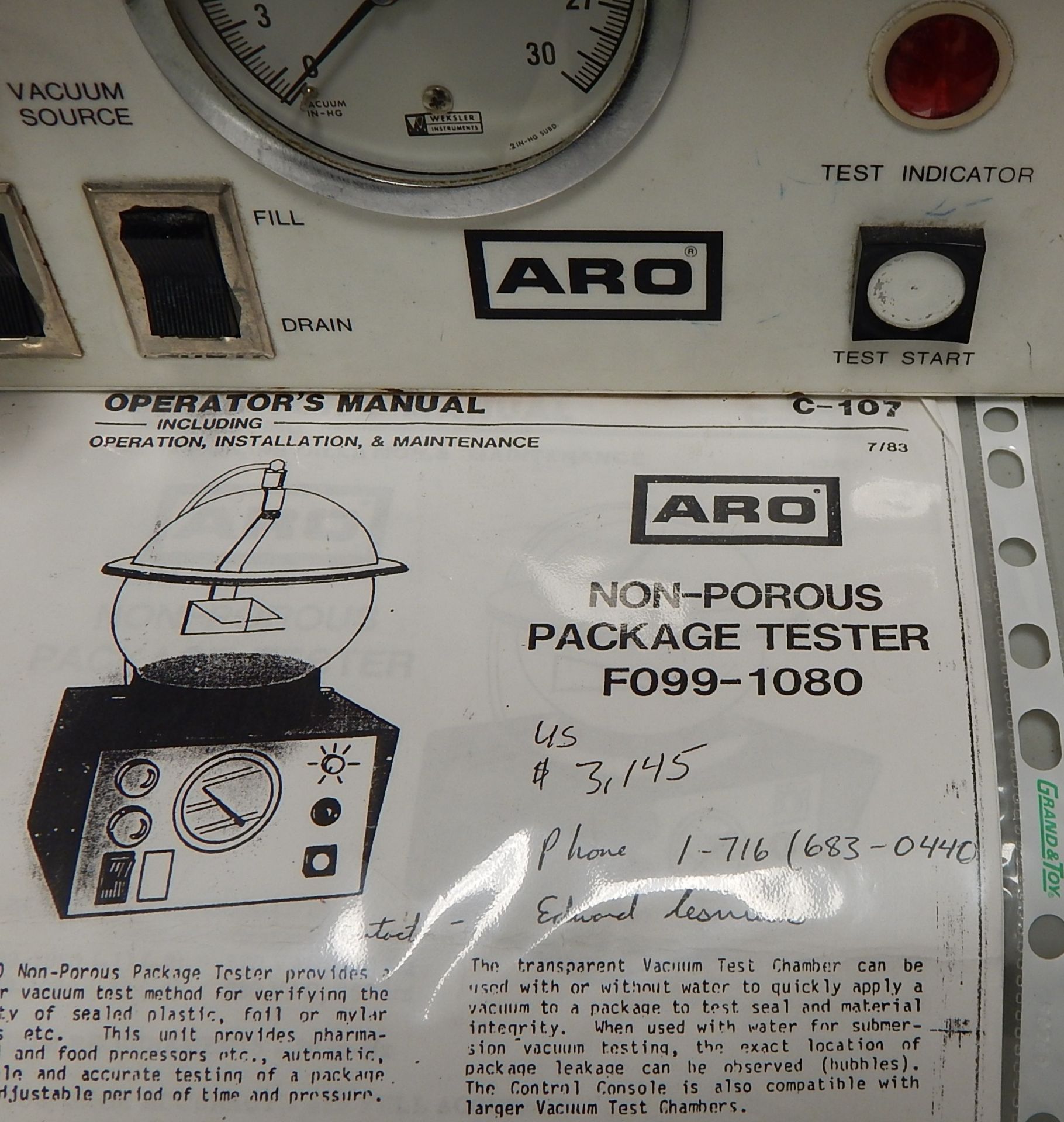 ARO NON-POROUS PACKAGE TESTER - Image 2 of 2